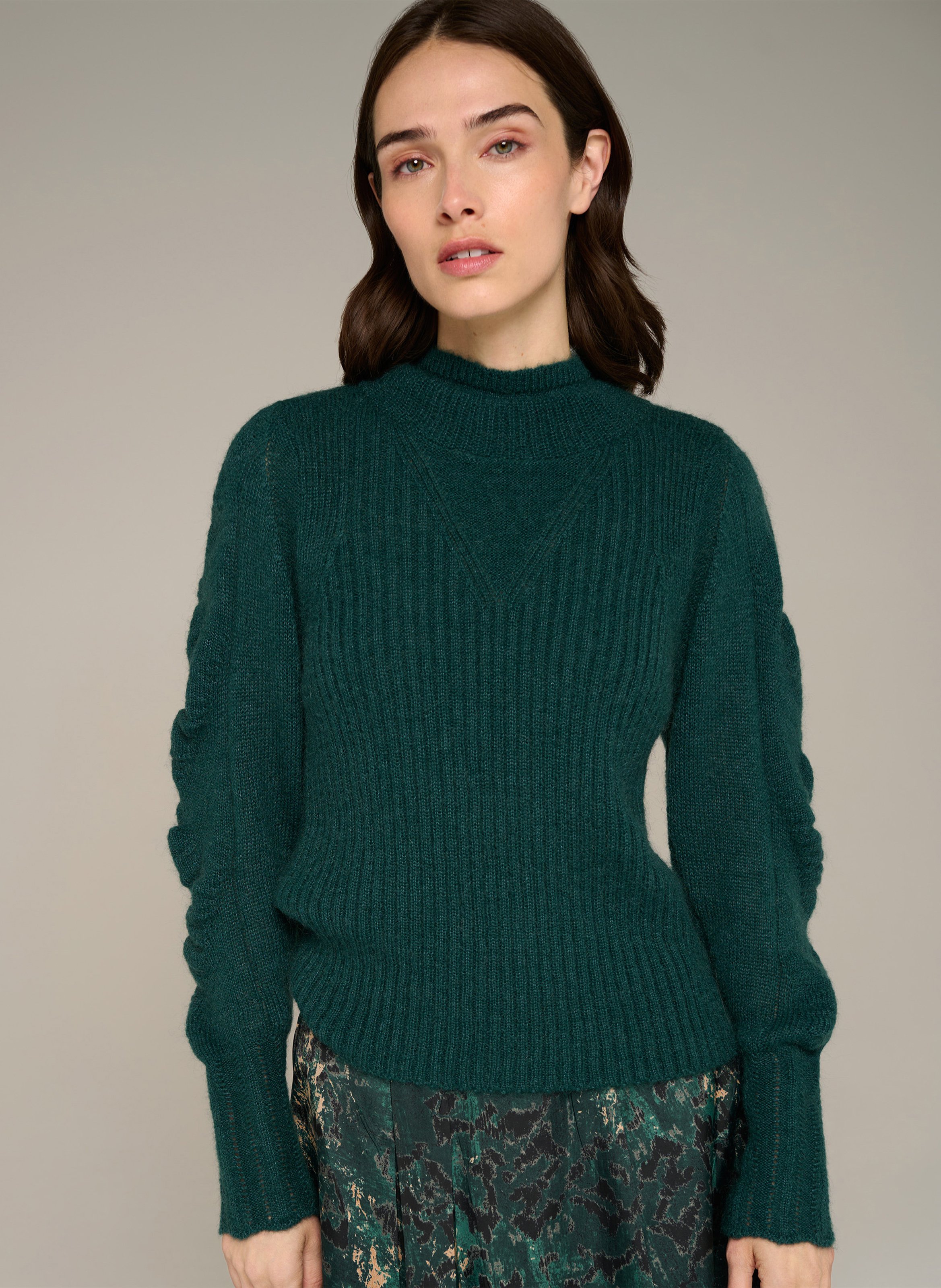 Pull droit en laine mélangée COTELAC Grun