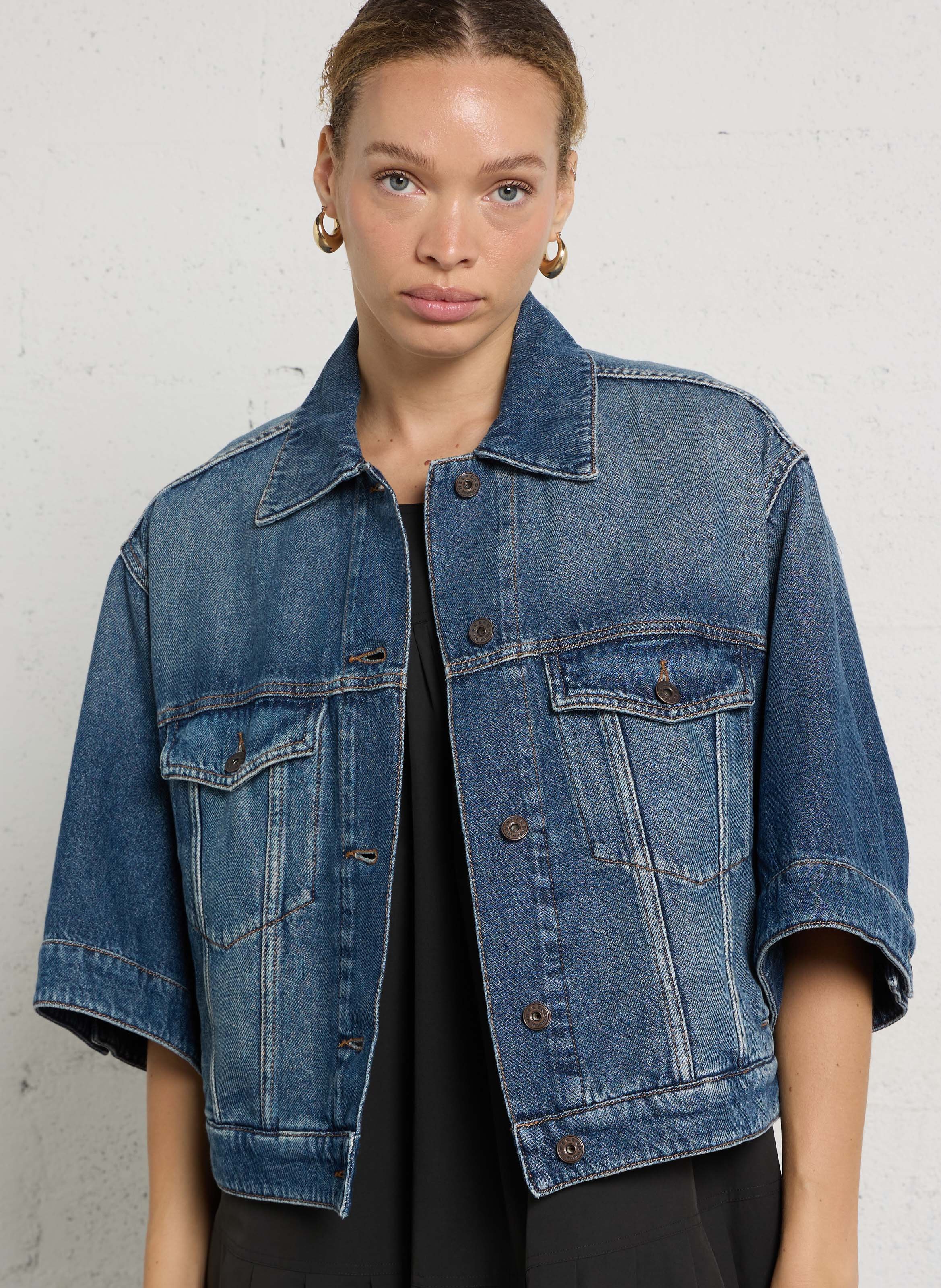 Gerade Jeansjacke mit kurzen Ärmeln MAX MARA WEEK END Blau