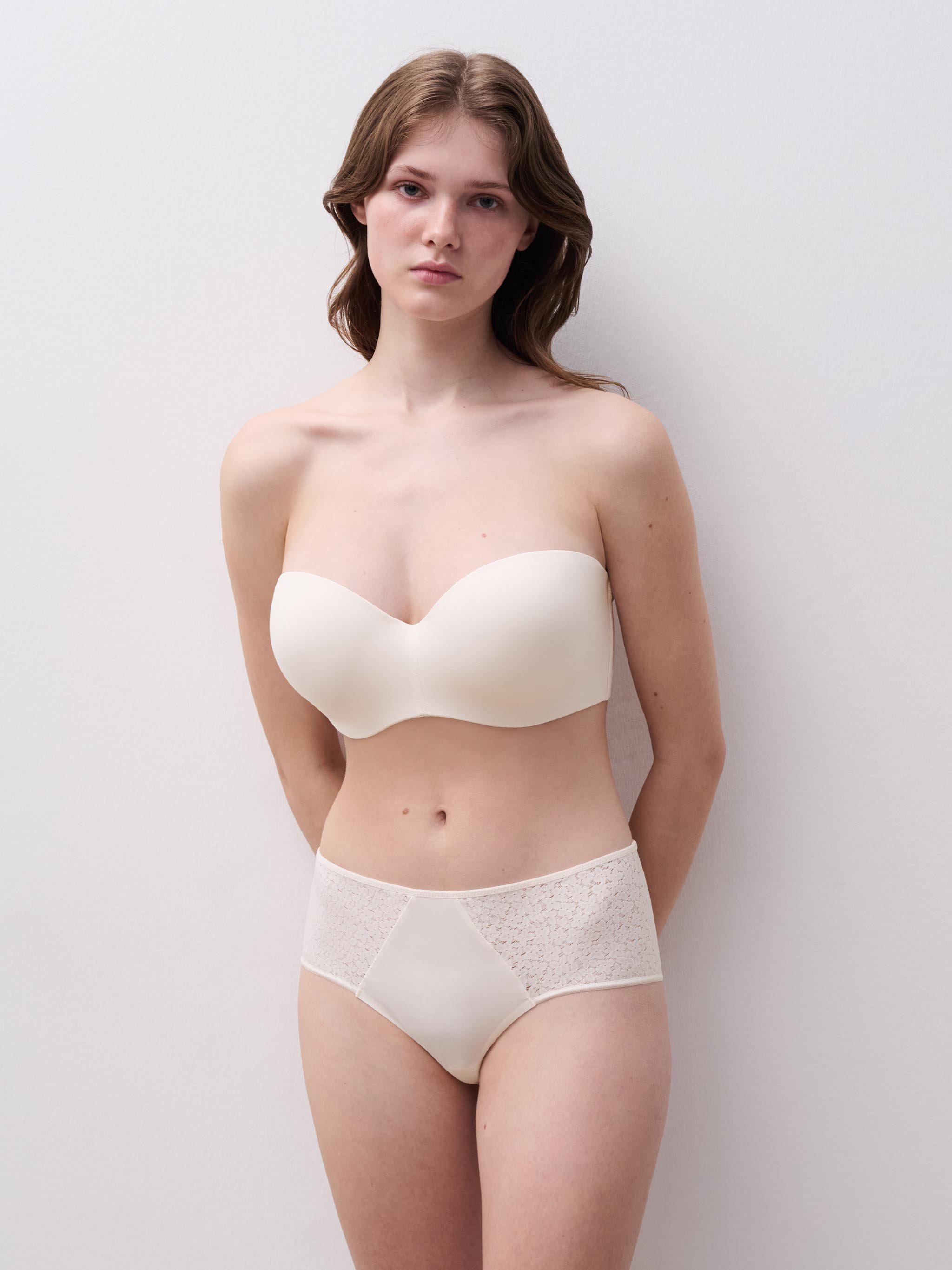 Bandeau bra with cups and removable straps CHANTELLE Beige