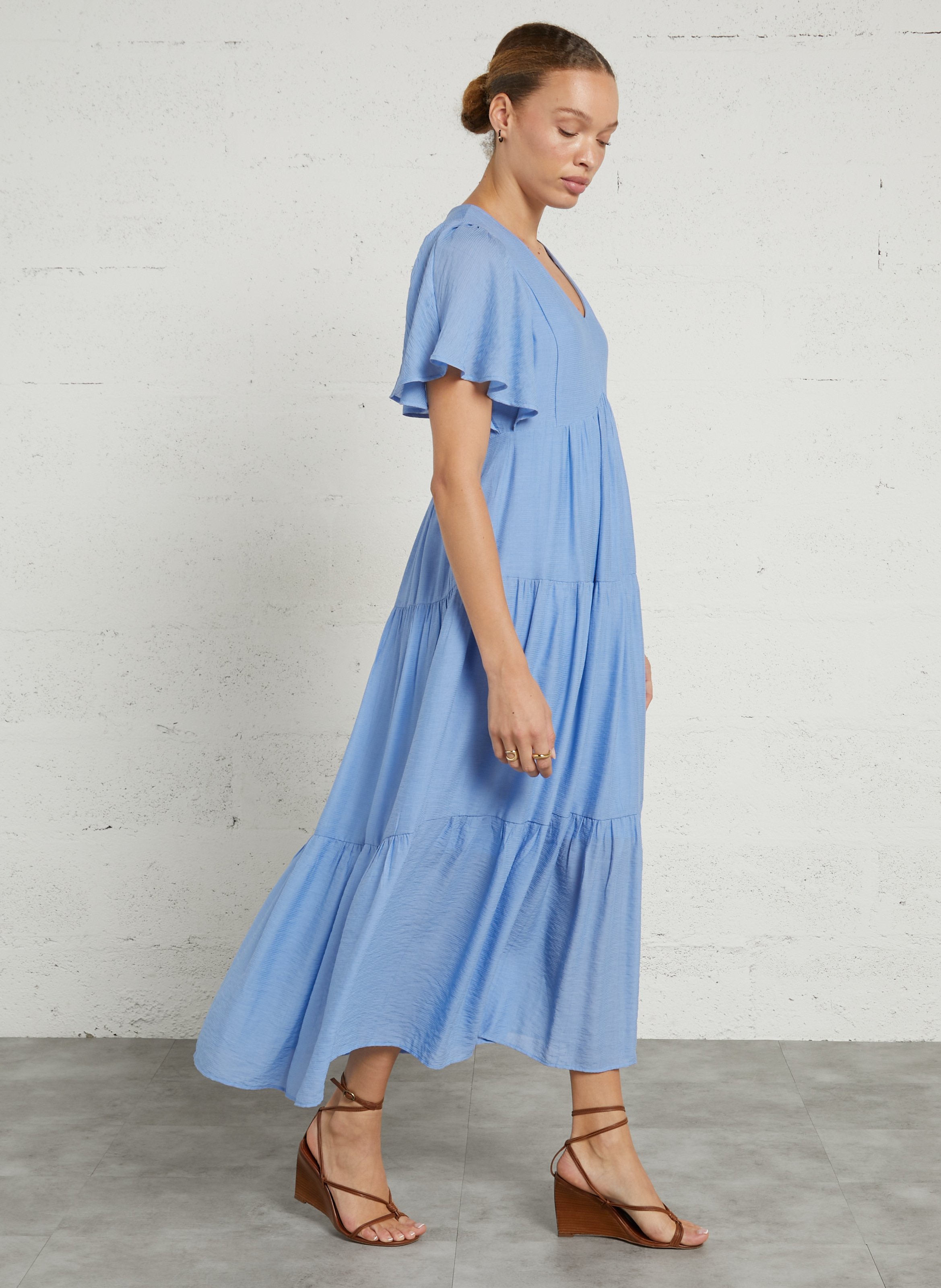 Robe longue col V MAISON 123 Bleu