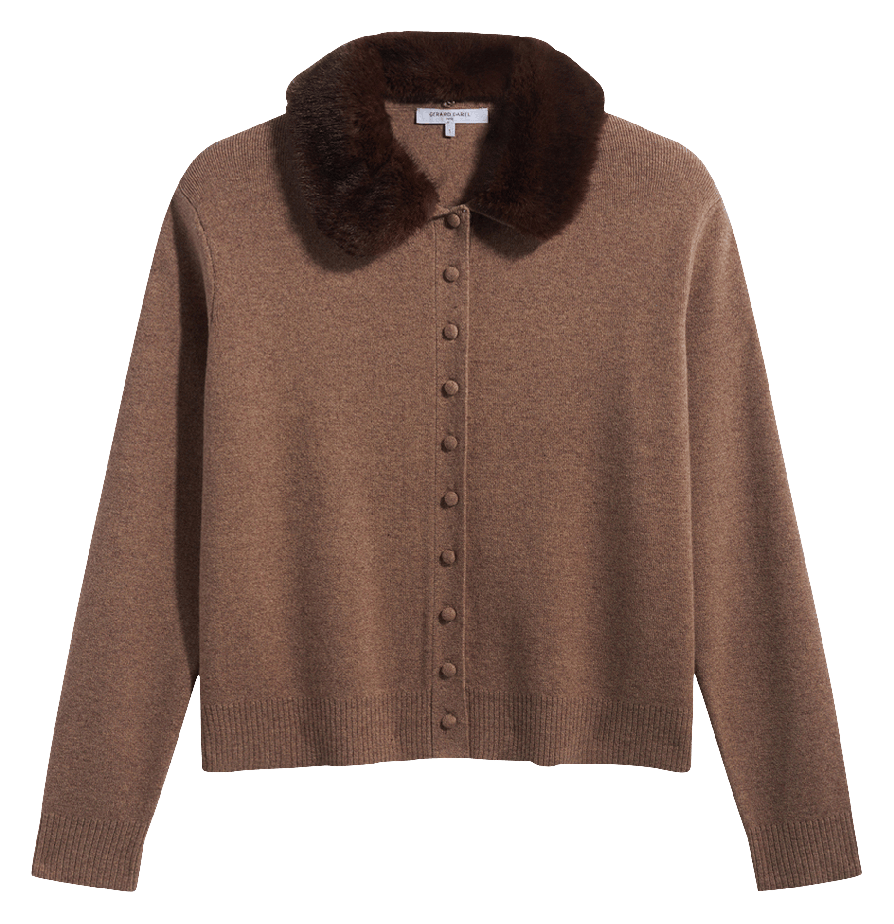 Gilet droit col polo en laine GERARD DAREL Beige