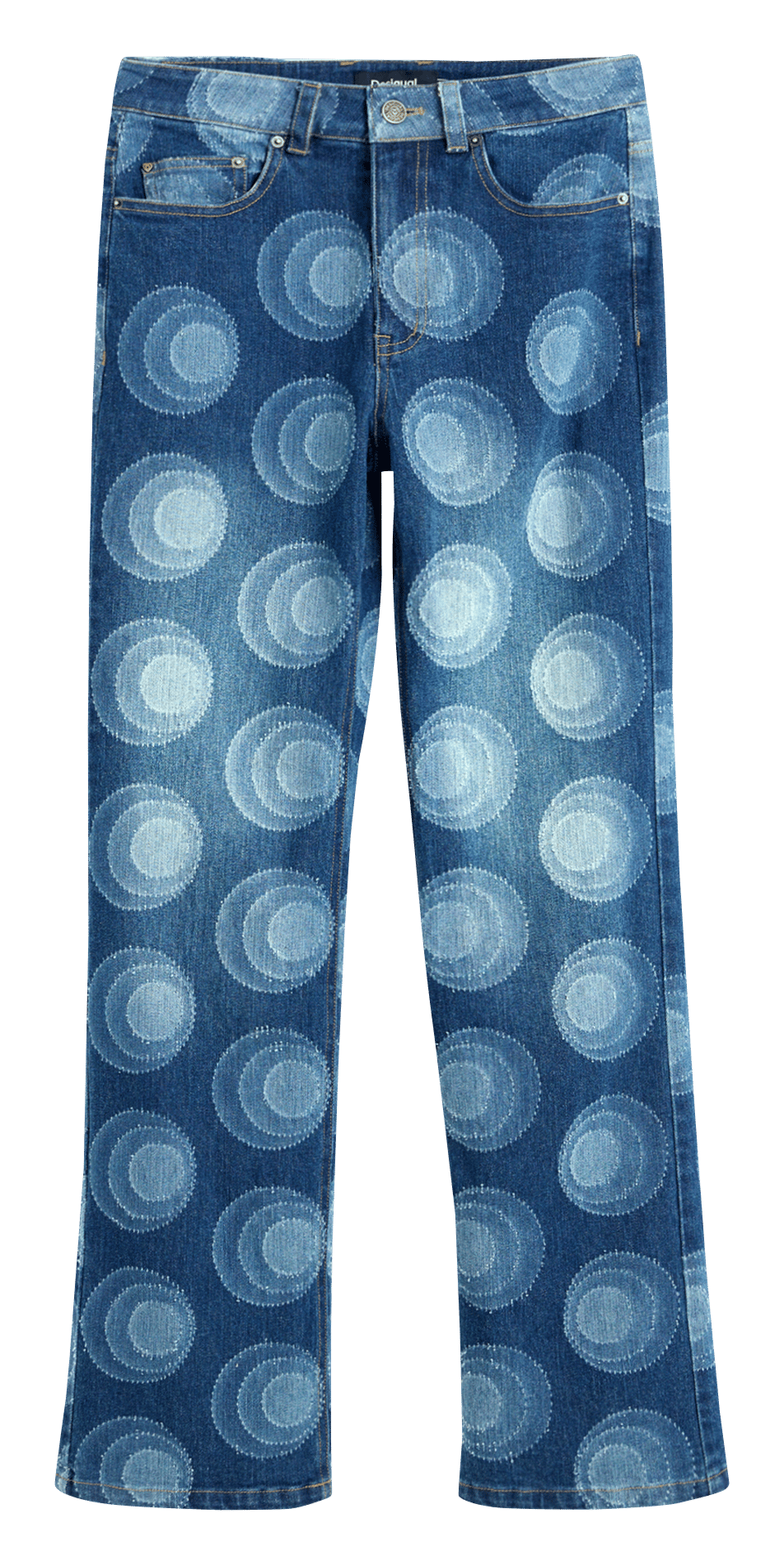 Jean droit imprimé en coton mélangé DESIGUAL Bleu
