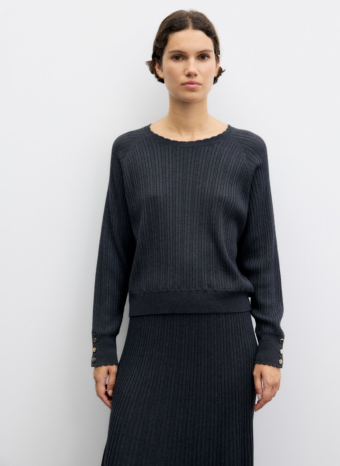 Pull droit col rond en laine mélangée GERARD DAREL Gris