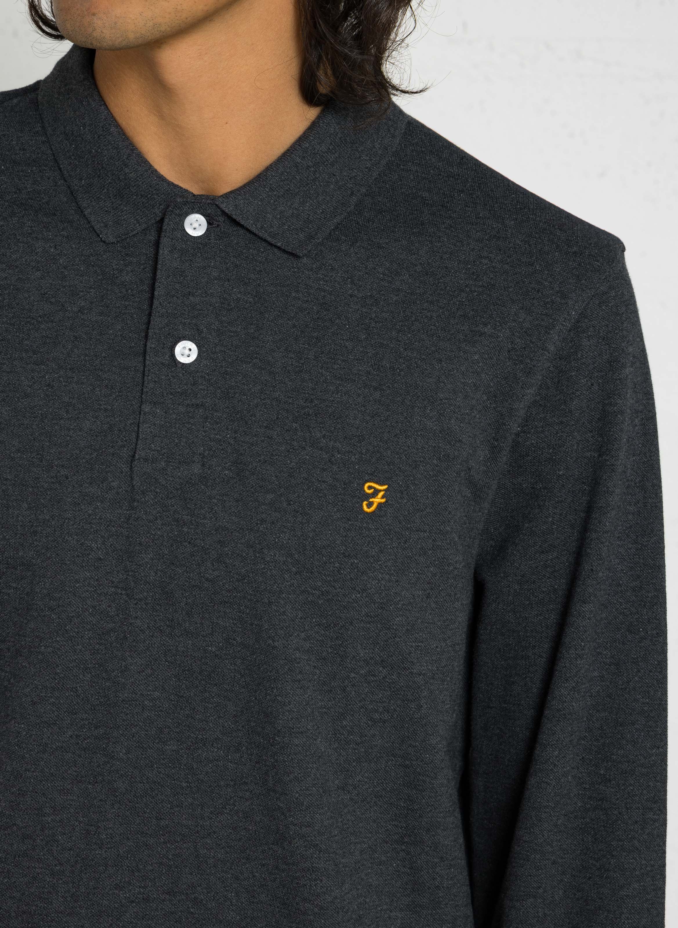 Polo manches longues en coton  FARAH Noir