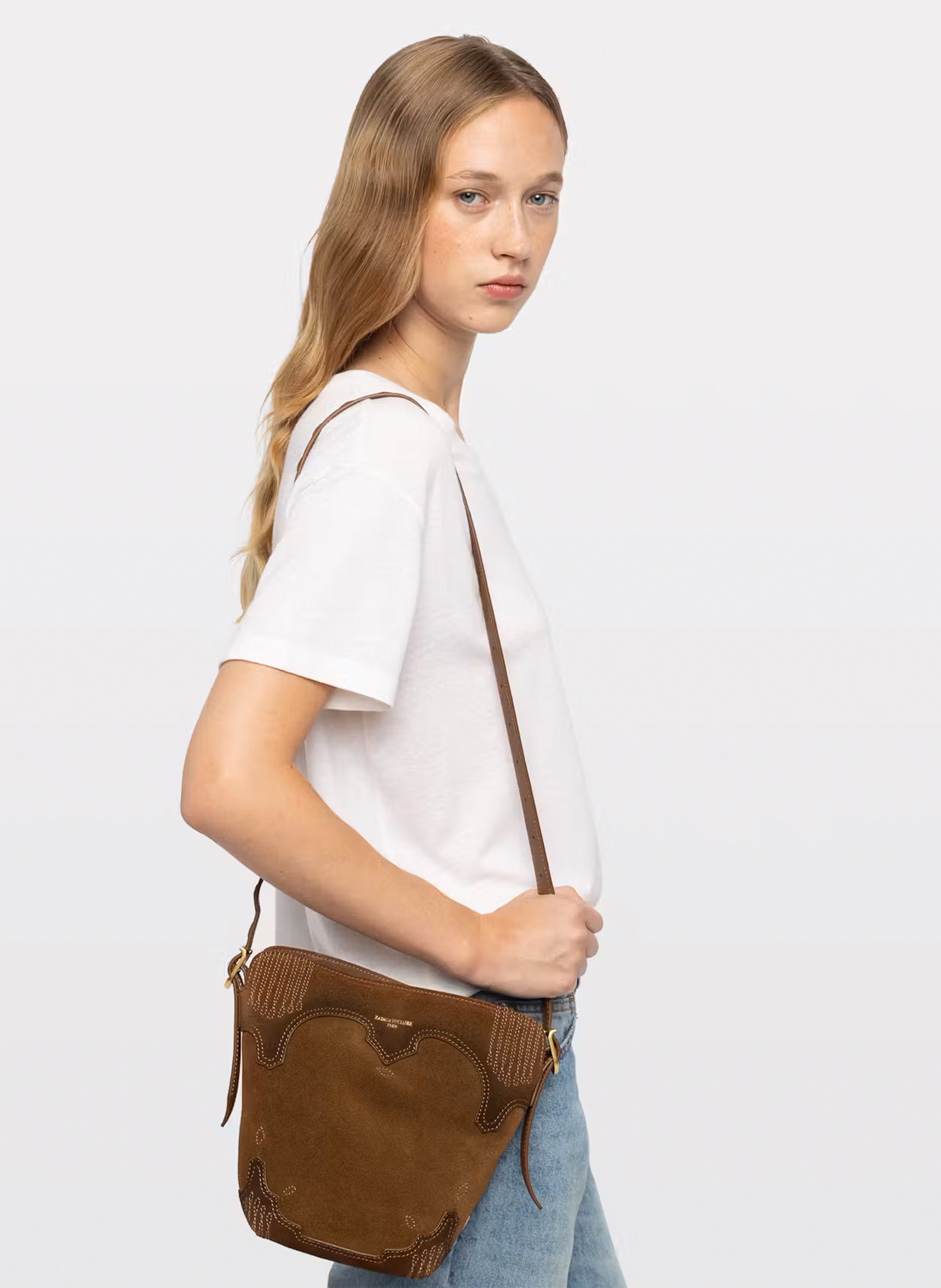 Sac bandoulière en cuir ZADIG&VOLTAIRE Marron