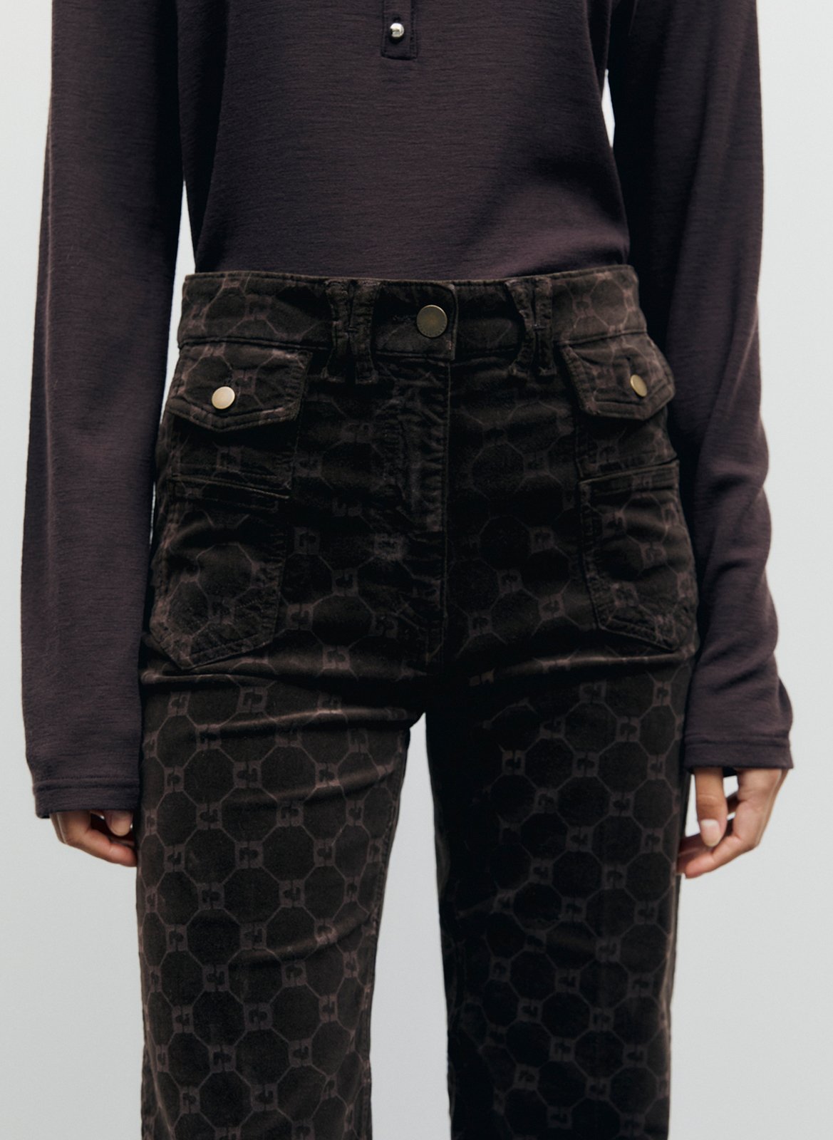 Jean flare motif monogramme en coton mélangé GERARD DAREL Marron