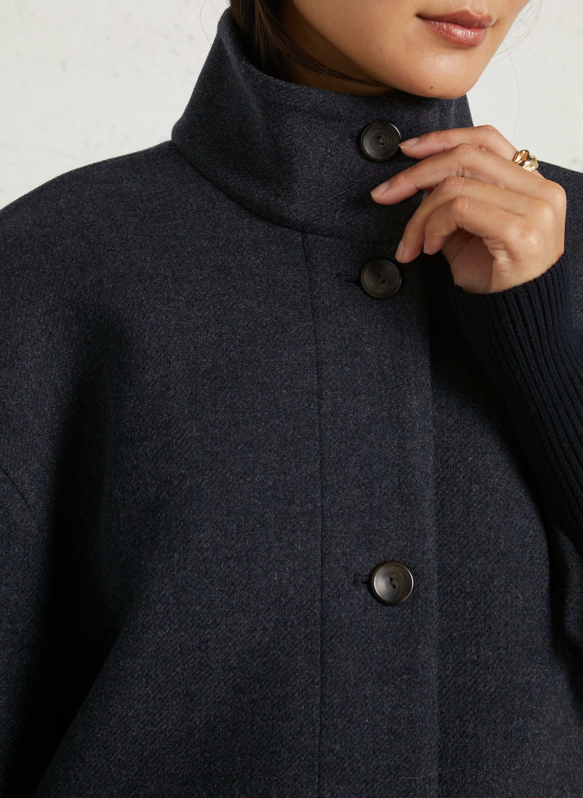 Oversized getailleerde wollen jas met kraag MAISON 123 Grijs