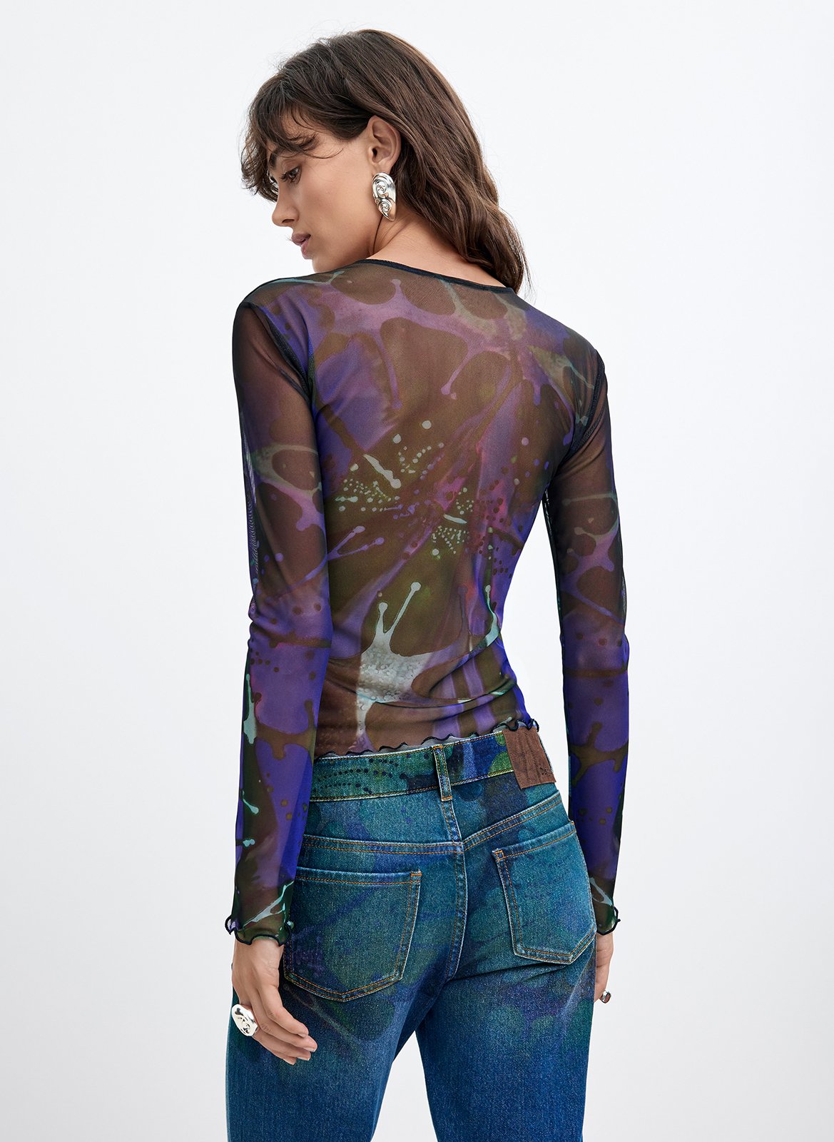 Round neck mesh t-shirt DESIGUAL Blue