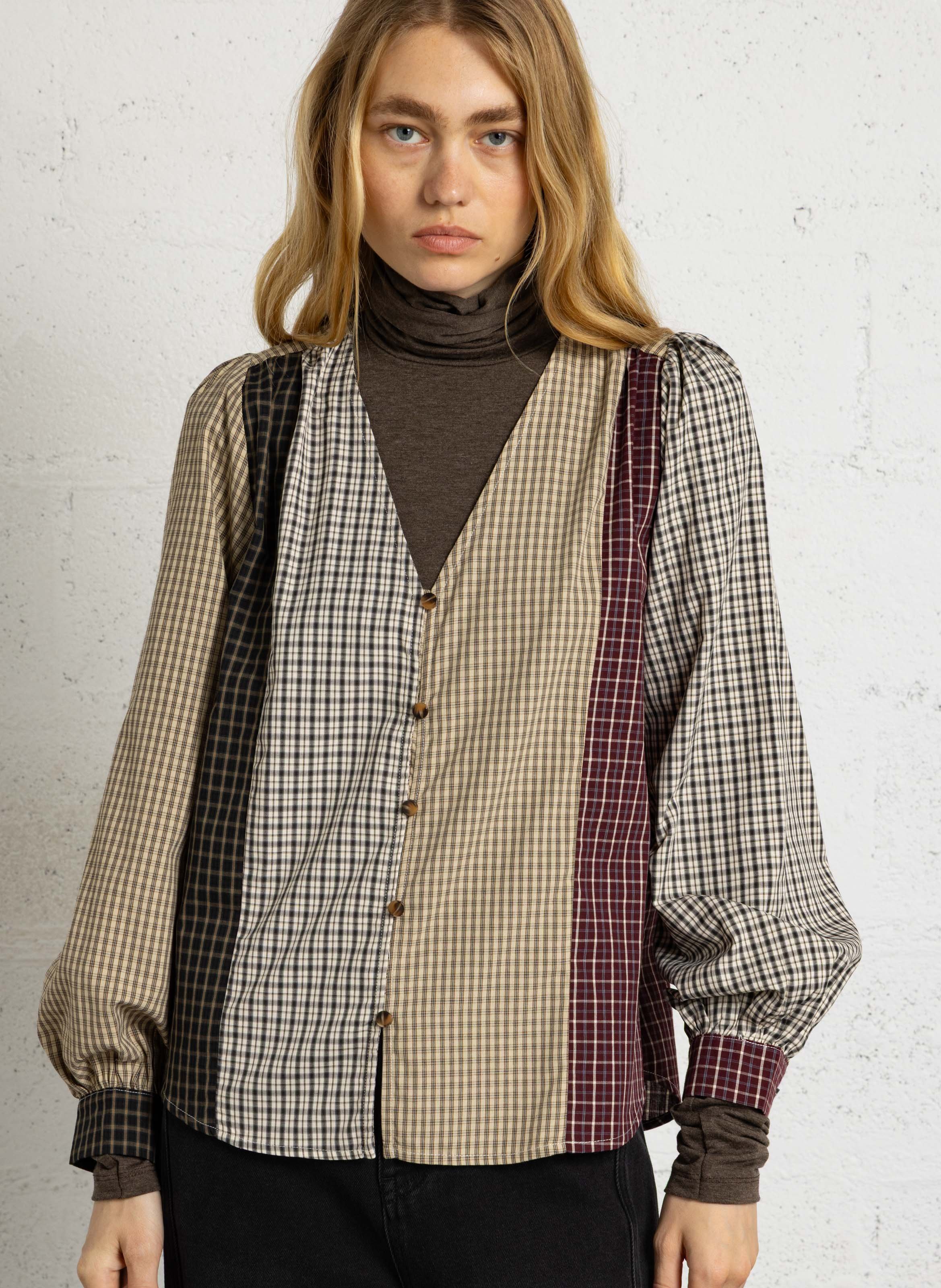 Straight checkered cotton blouse LA PETITE ETOILE Multicolored