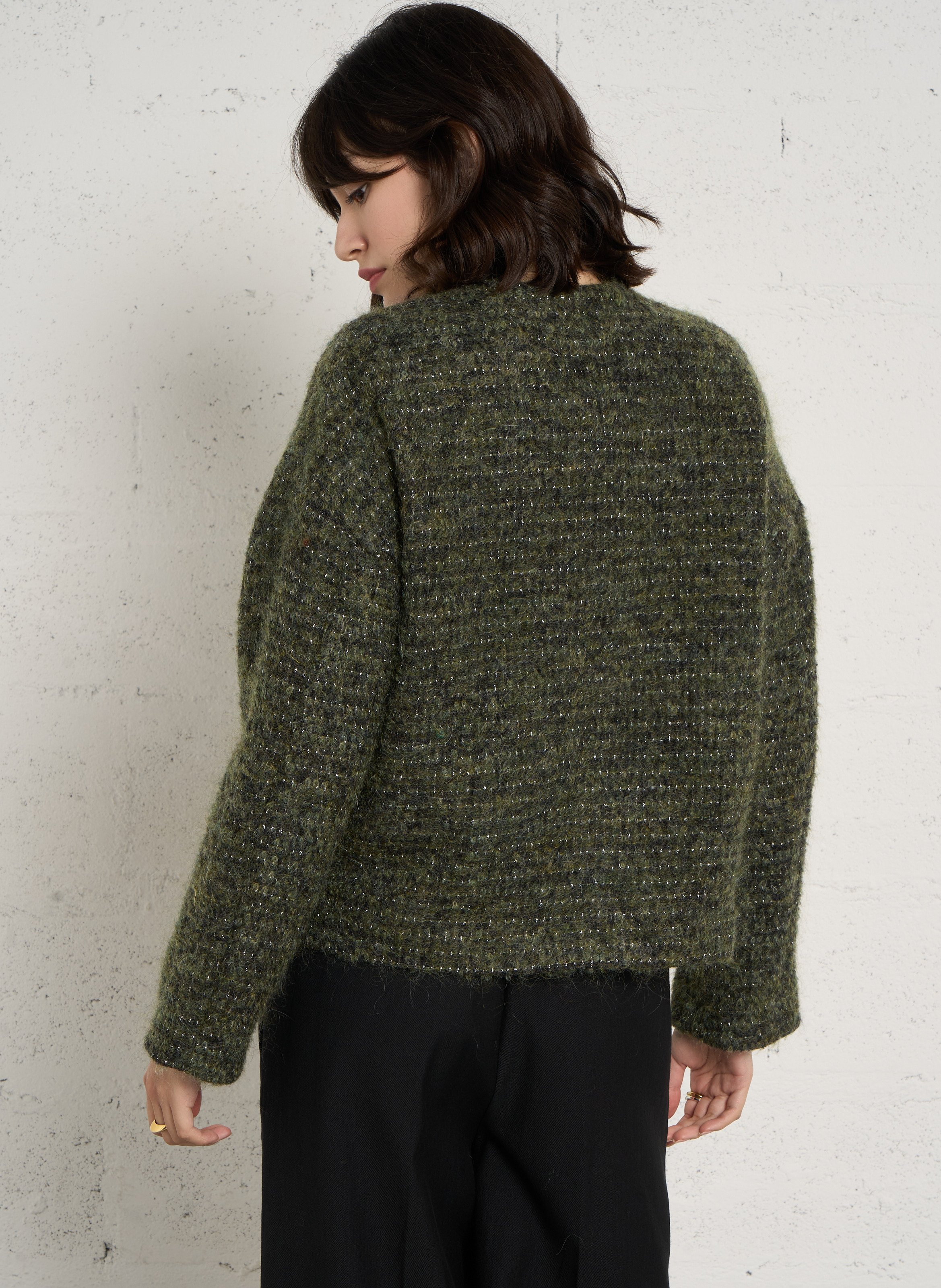 Jacke aus Wollmix mit Rundhalskragen MOMONI Grun