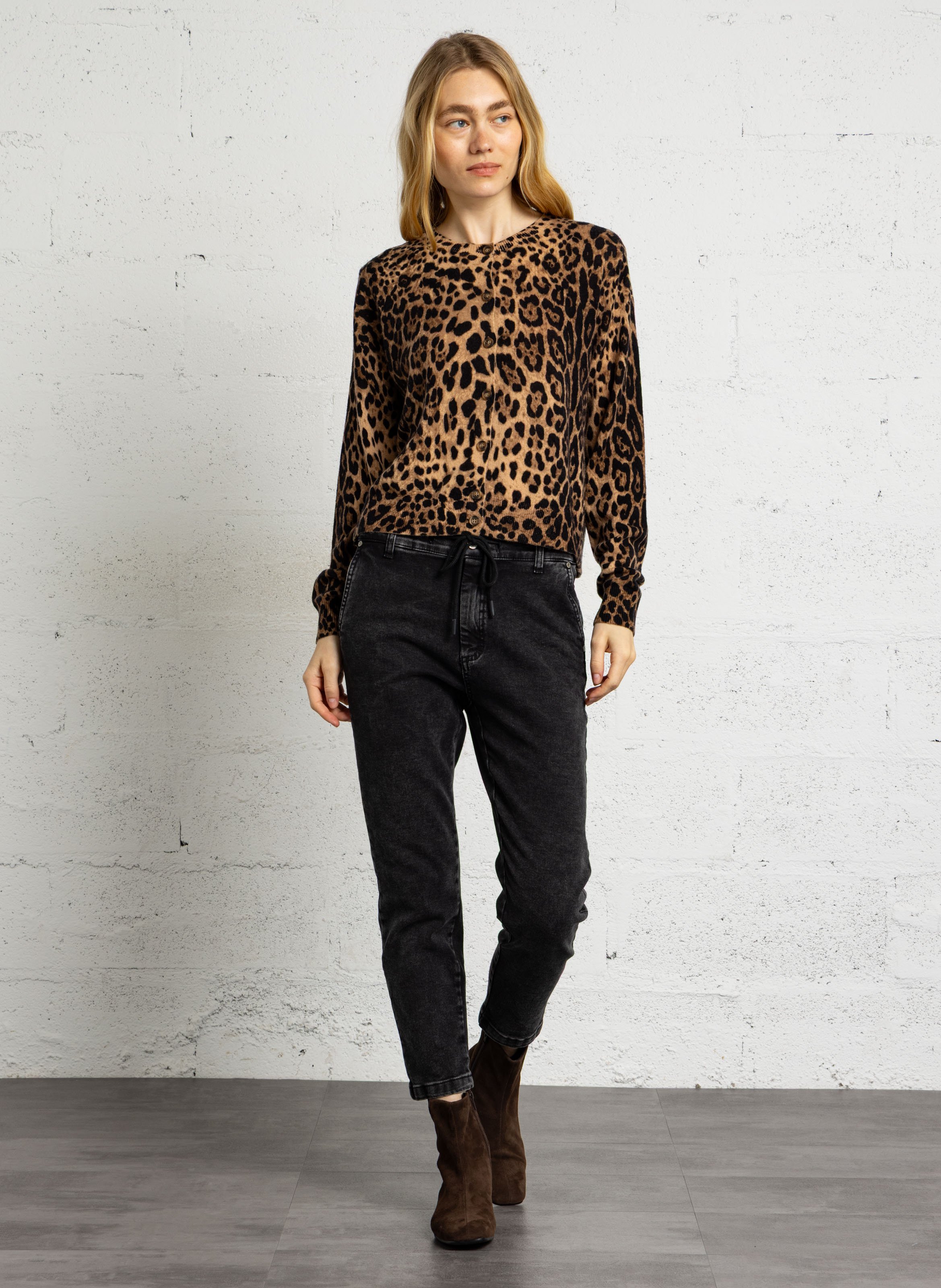 Animal-print wool cardigan PLEASE Multicolored