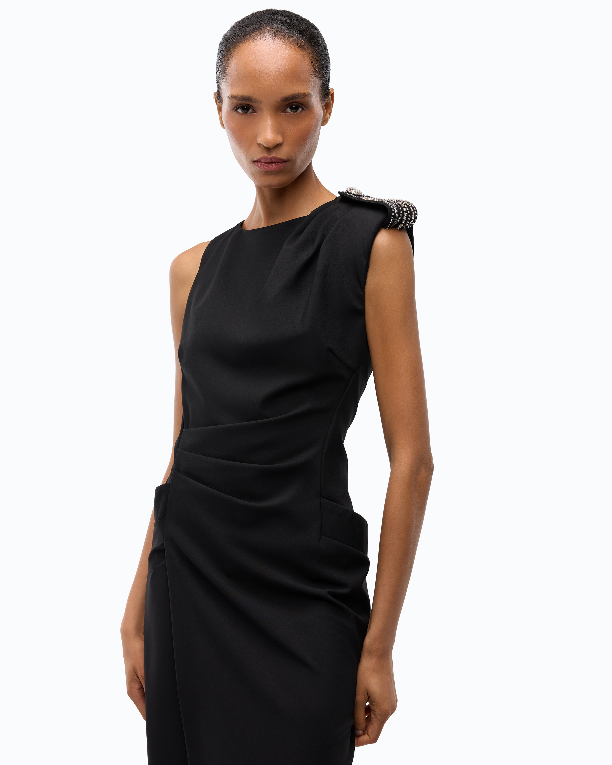 Robe fourreau mi-longue avec détail bijou PINKO Noir