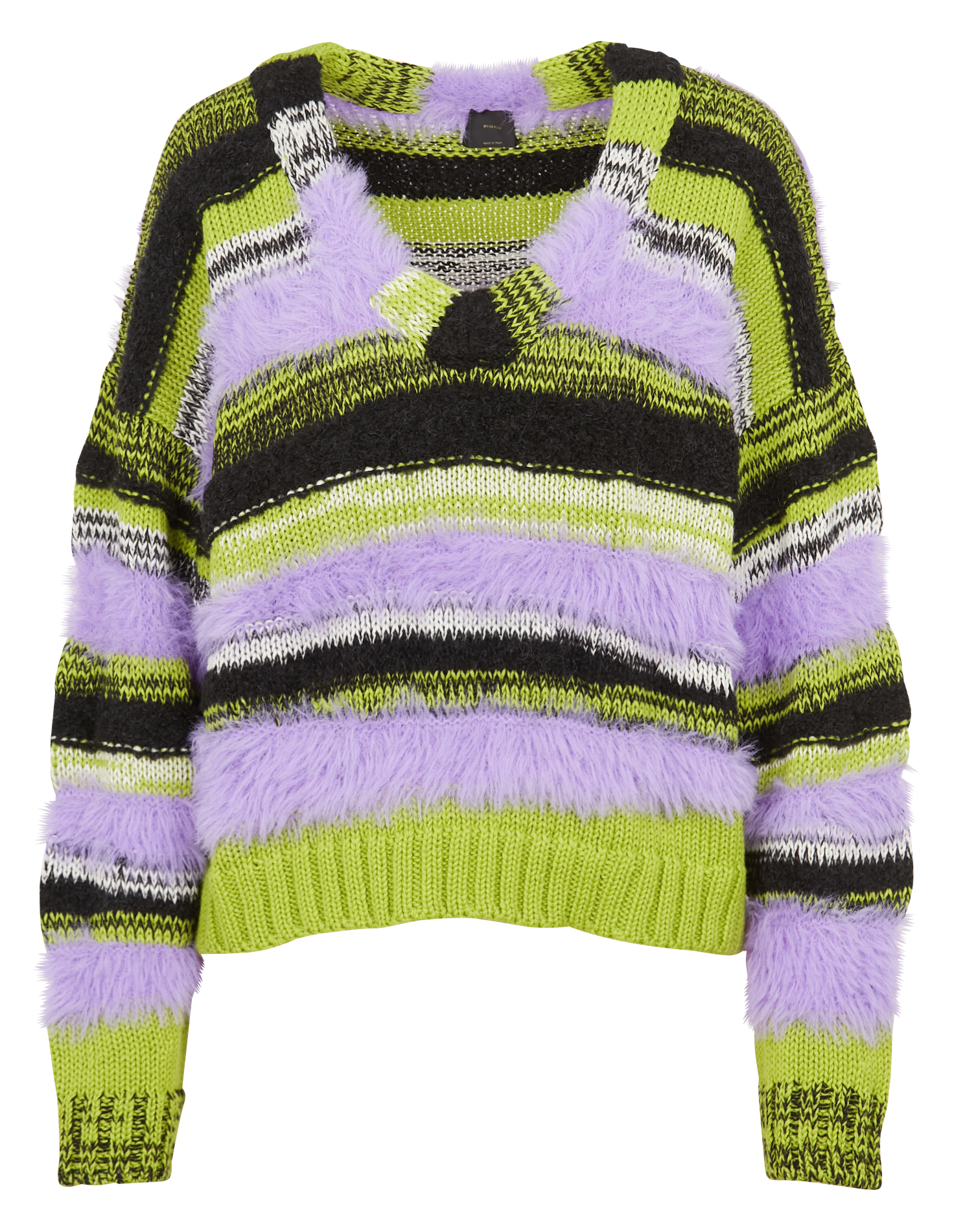 Loose-fit textured V-neck sweater PINKO Multicolored