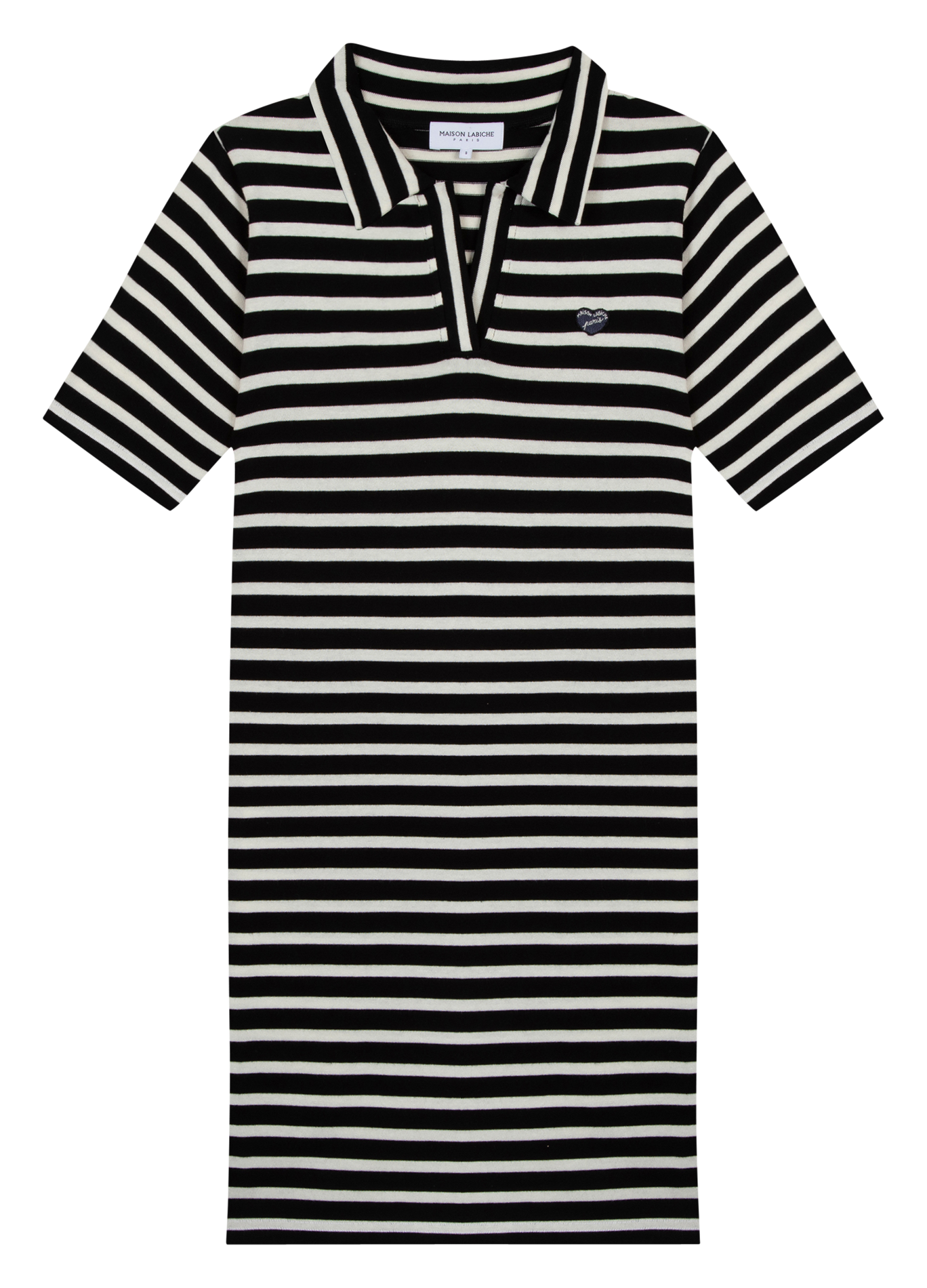 Robe courte droite en bio à rayures MAISON LABICHE Noir