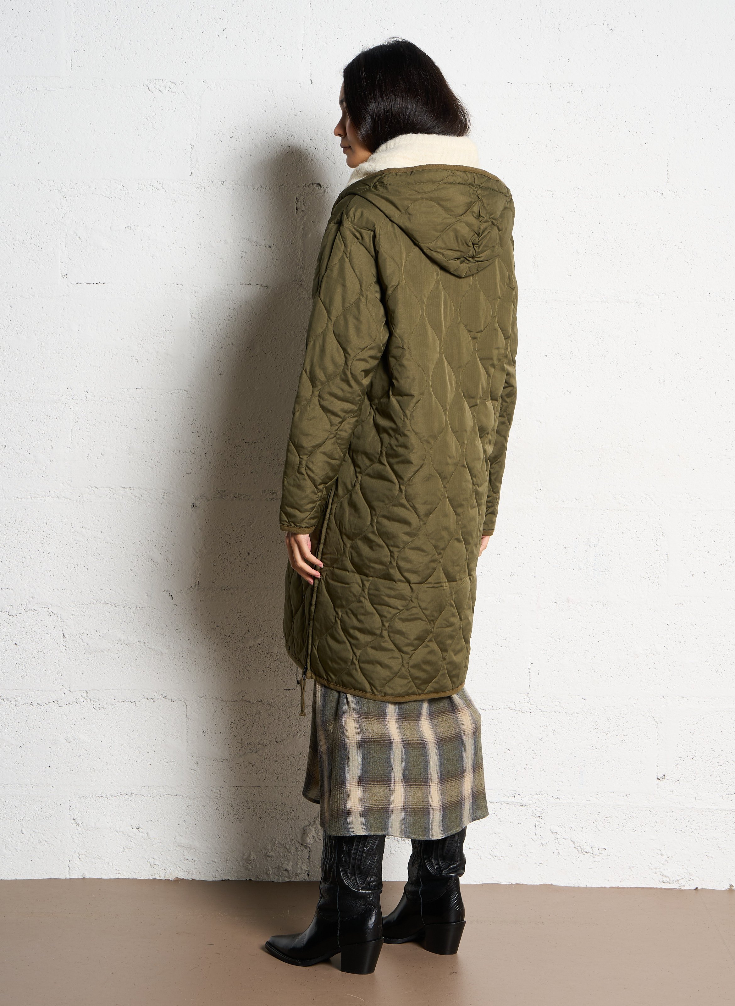 Manteau droit à capuche TAION Kaki