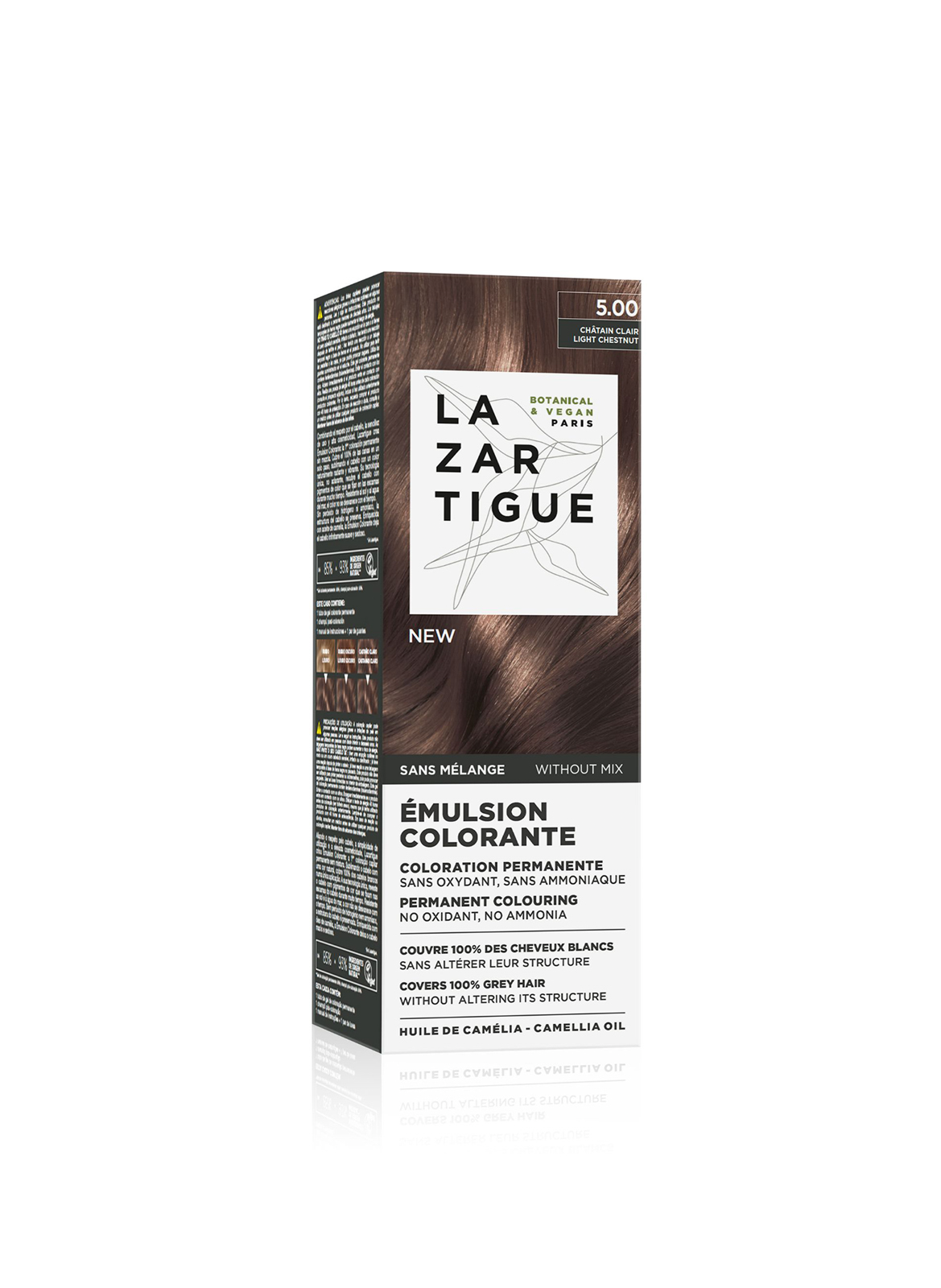 EMULSION COLORANTE 5.00 CHATAIN CLAIR Coloration permanente - sans mélange - non éclaircissante LAZARTIGUE Chatain clair
