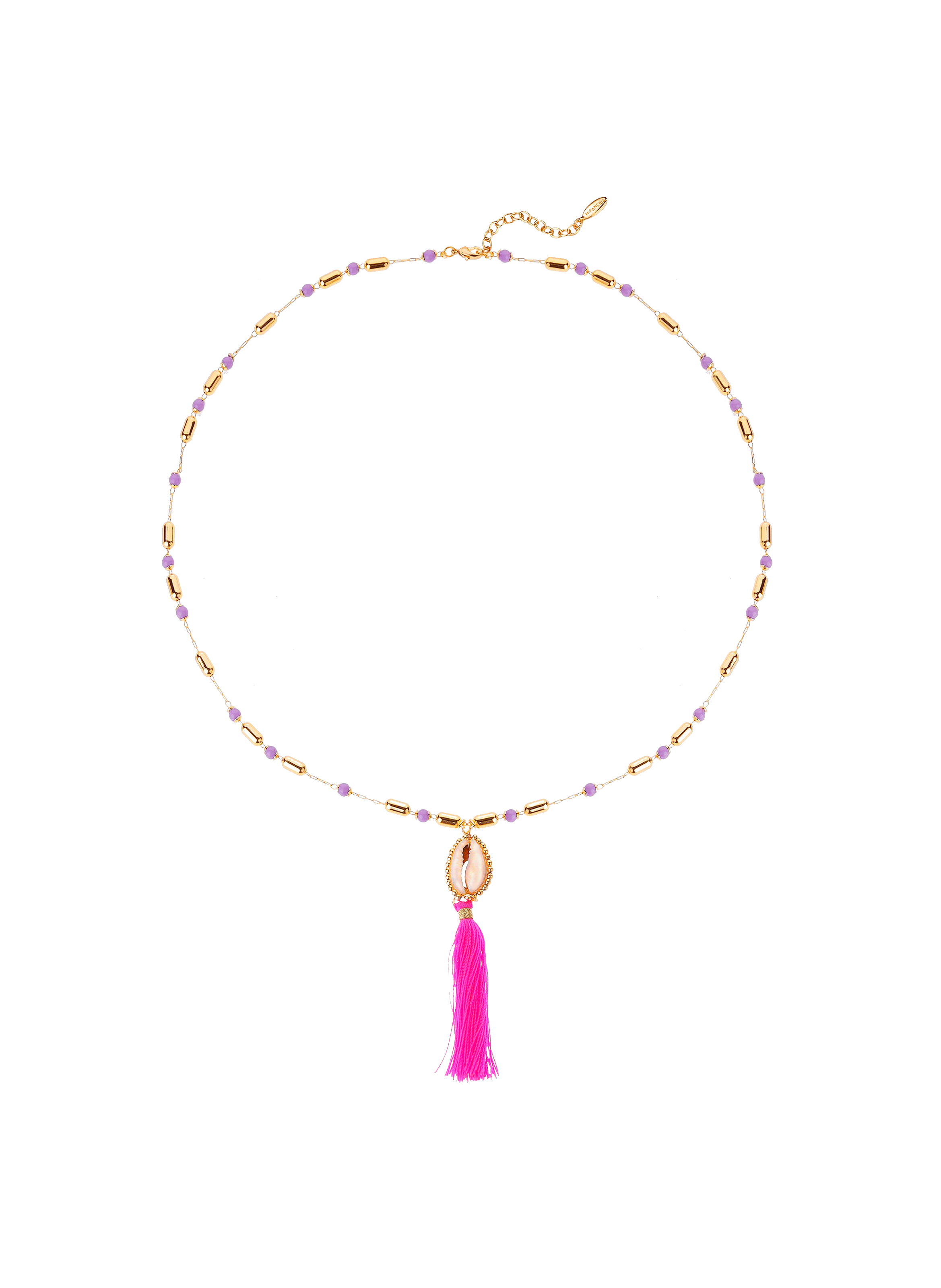 Necklace with beads and tassel pendant HIPANEMA Purple