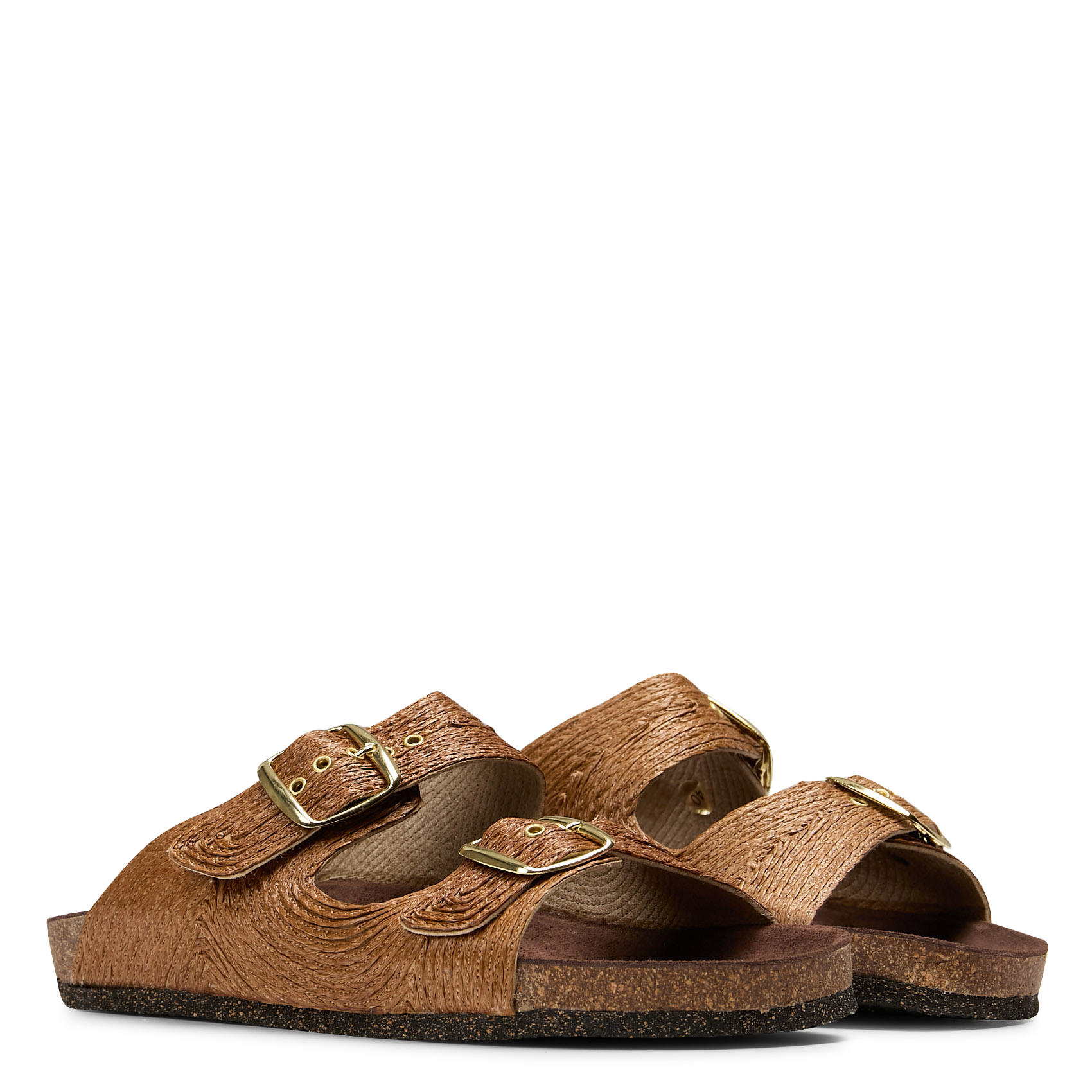 Flat raffia sandals BOSABO Brown
