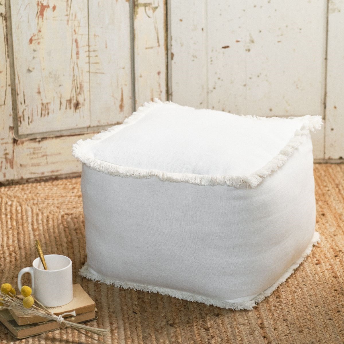Cotton pouf White
