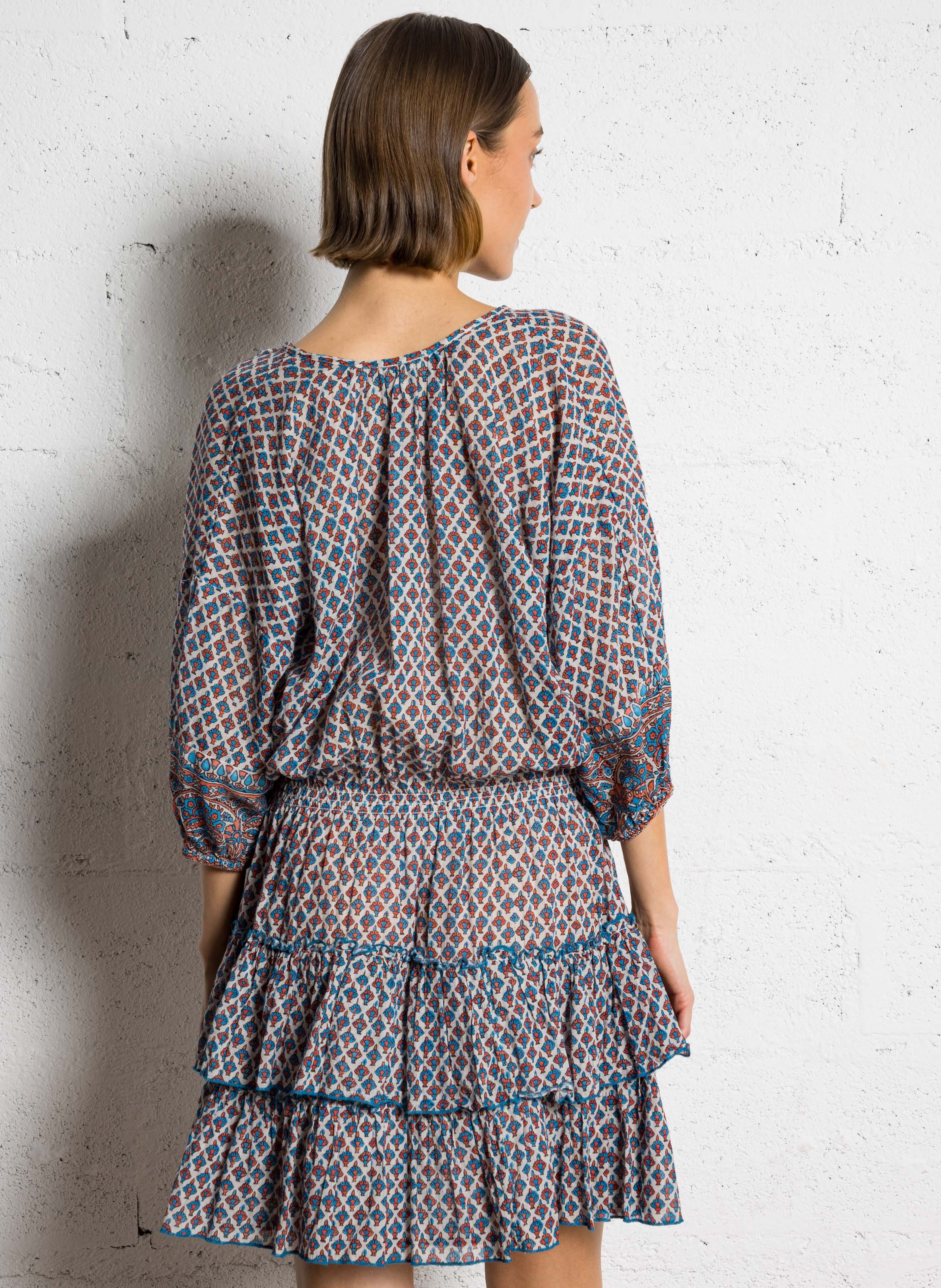 Robe courte cintrée en coton M.A.B.E Orange