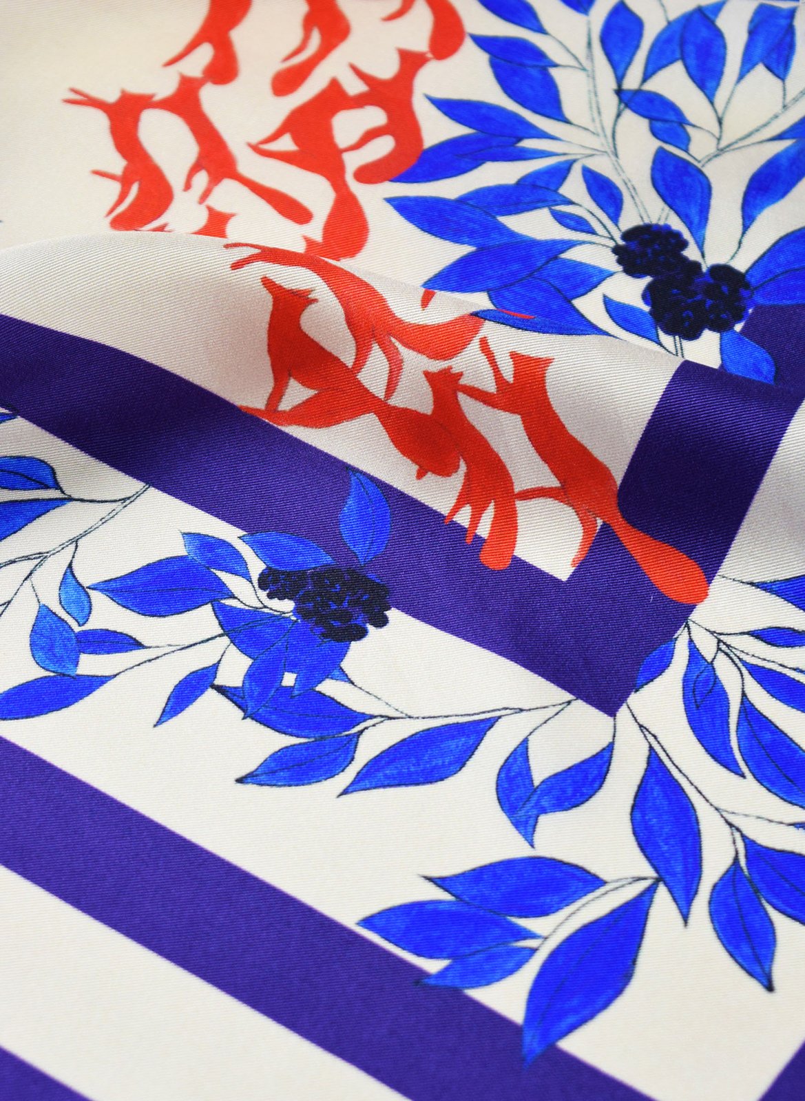 Aclaudie screen-printed silk scarf PETITJEAN PARIS Blue