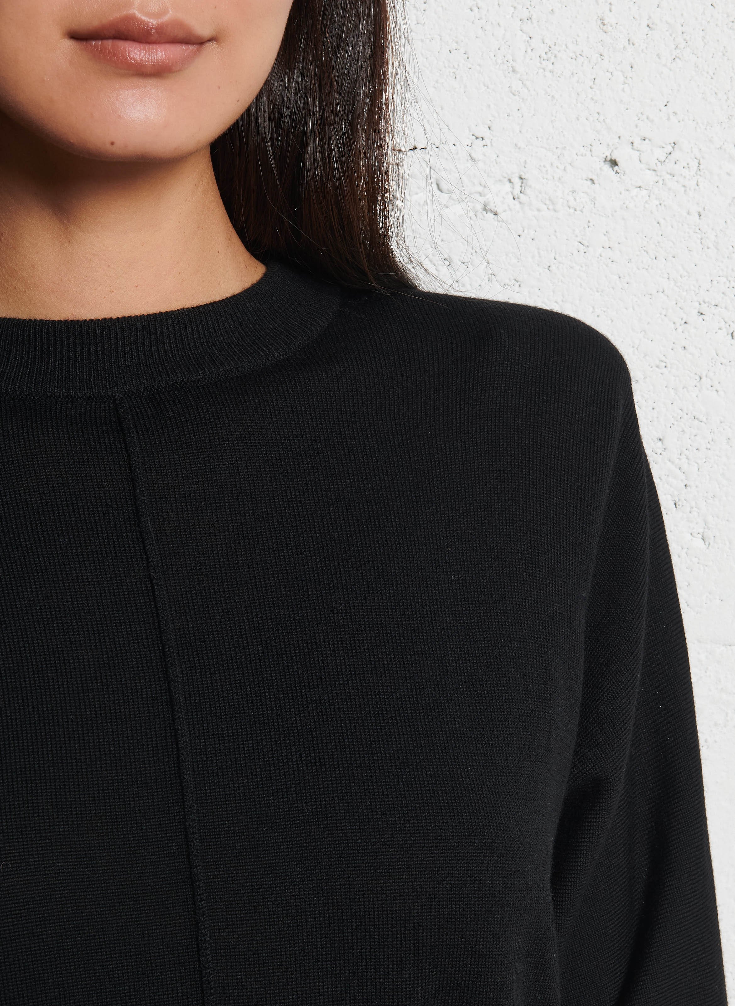 Pull oversize col rond en laine LAURENCE BRAS Noir