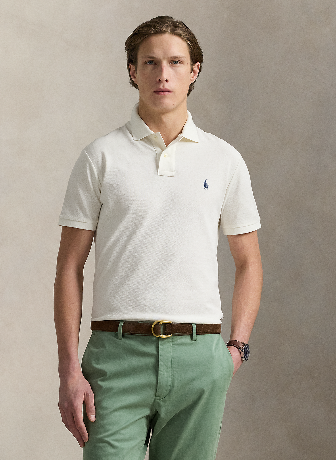 Getailleerde katoenen polo met korte mouwen POLO RALPH LAUREN Beige