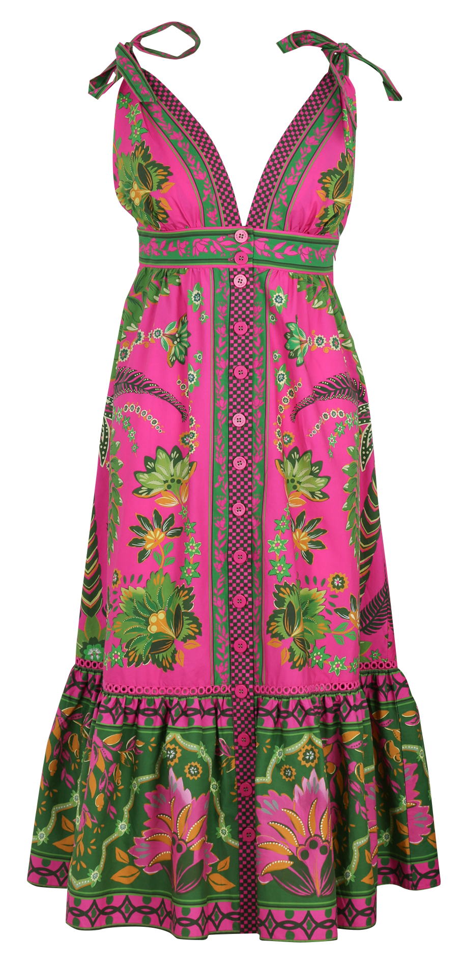 Flared printed midi dress FARM RIO Pink