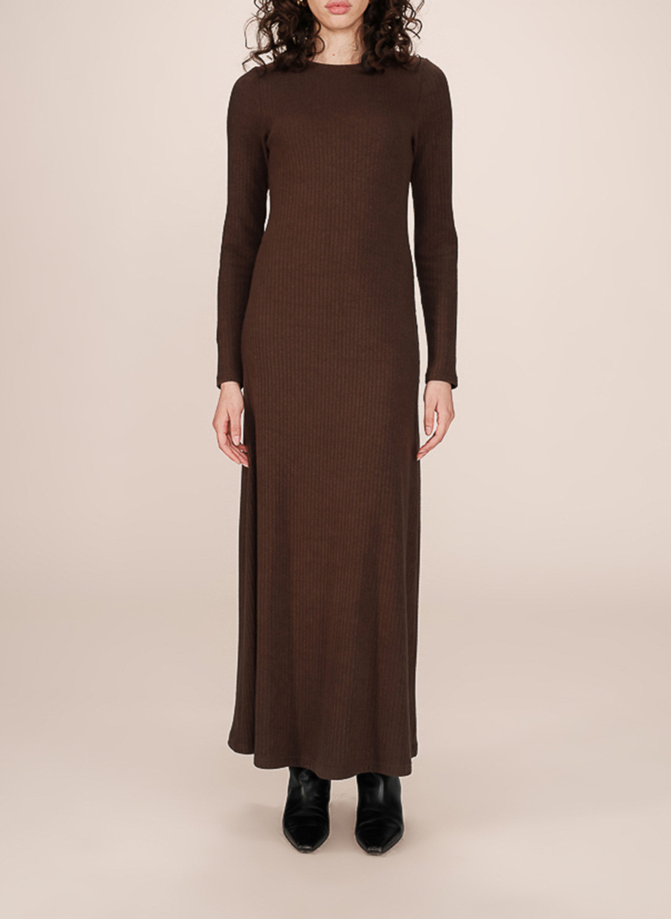 Lange jurk met ronde hals GRACE ET MILA Brown