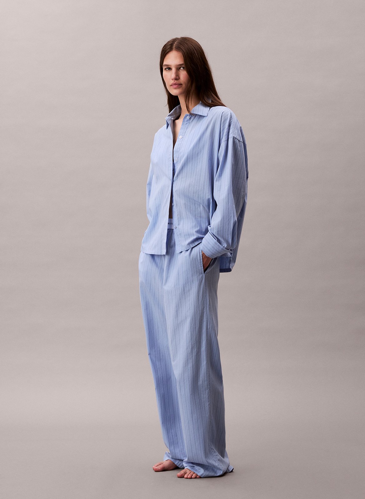 Chemise oversize col classique en coton CALVIN KLEIN UNDERWEAR Bleu