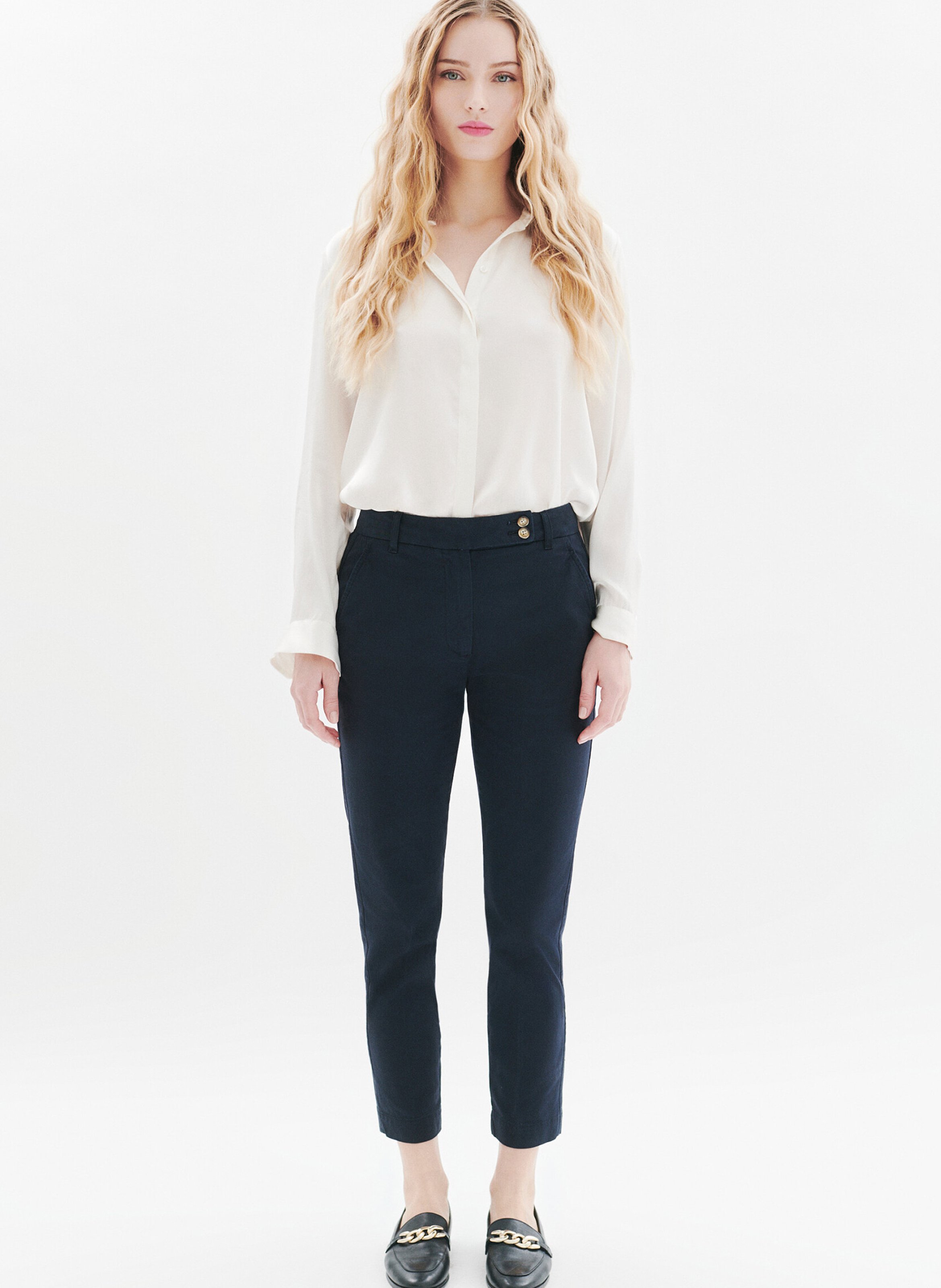 Cotton-mix slim trousers CAROLL Blue