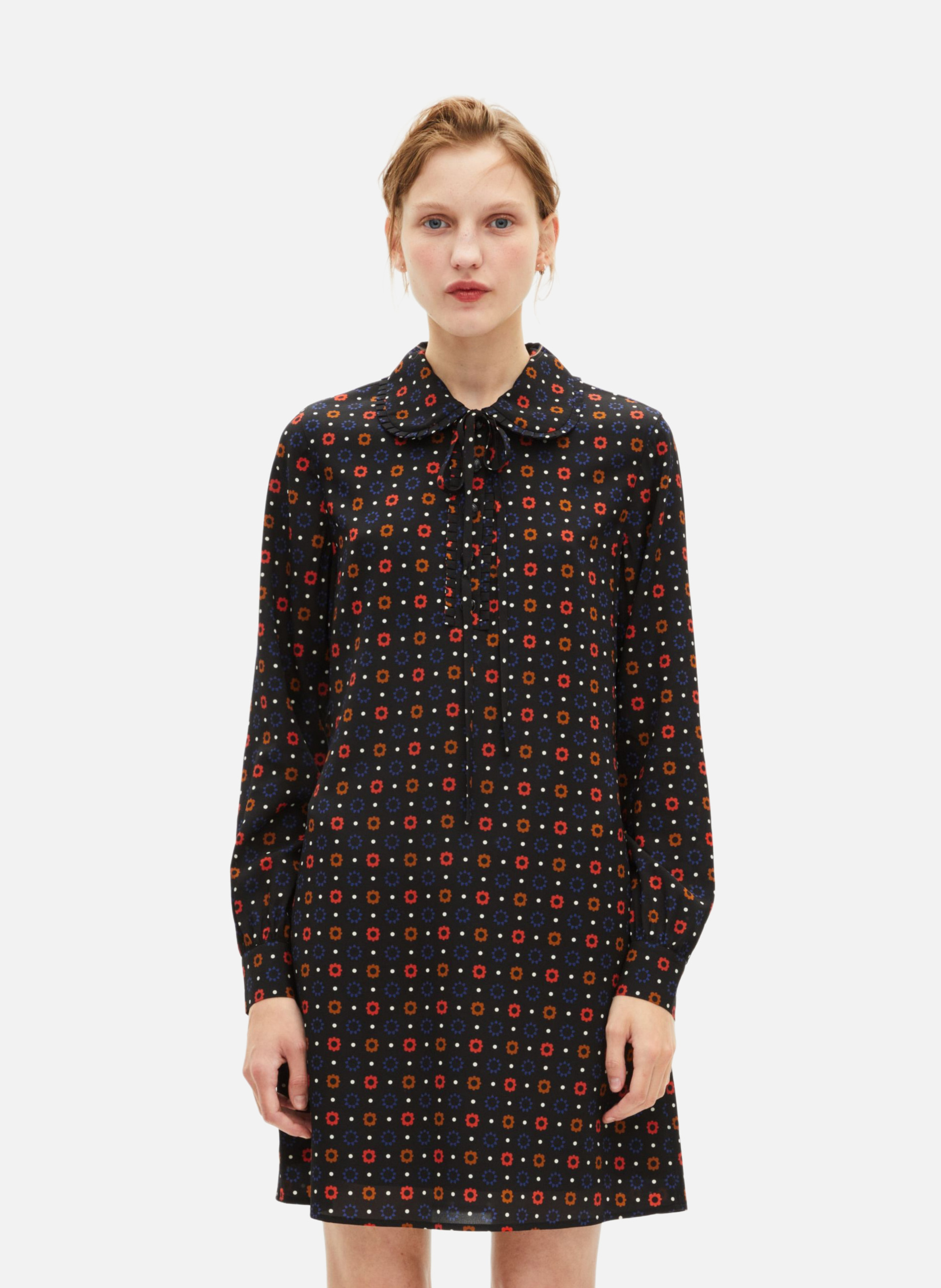 Short dress in printed silk blend fabric THE KOOPLES Black