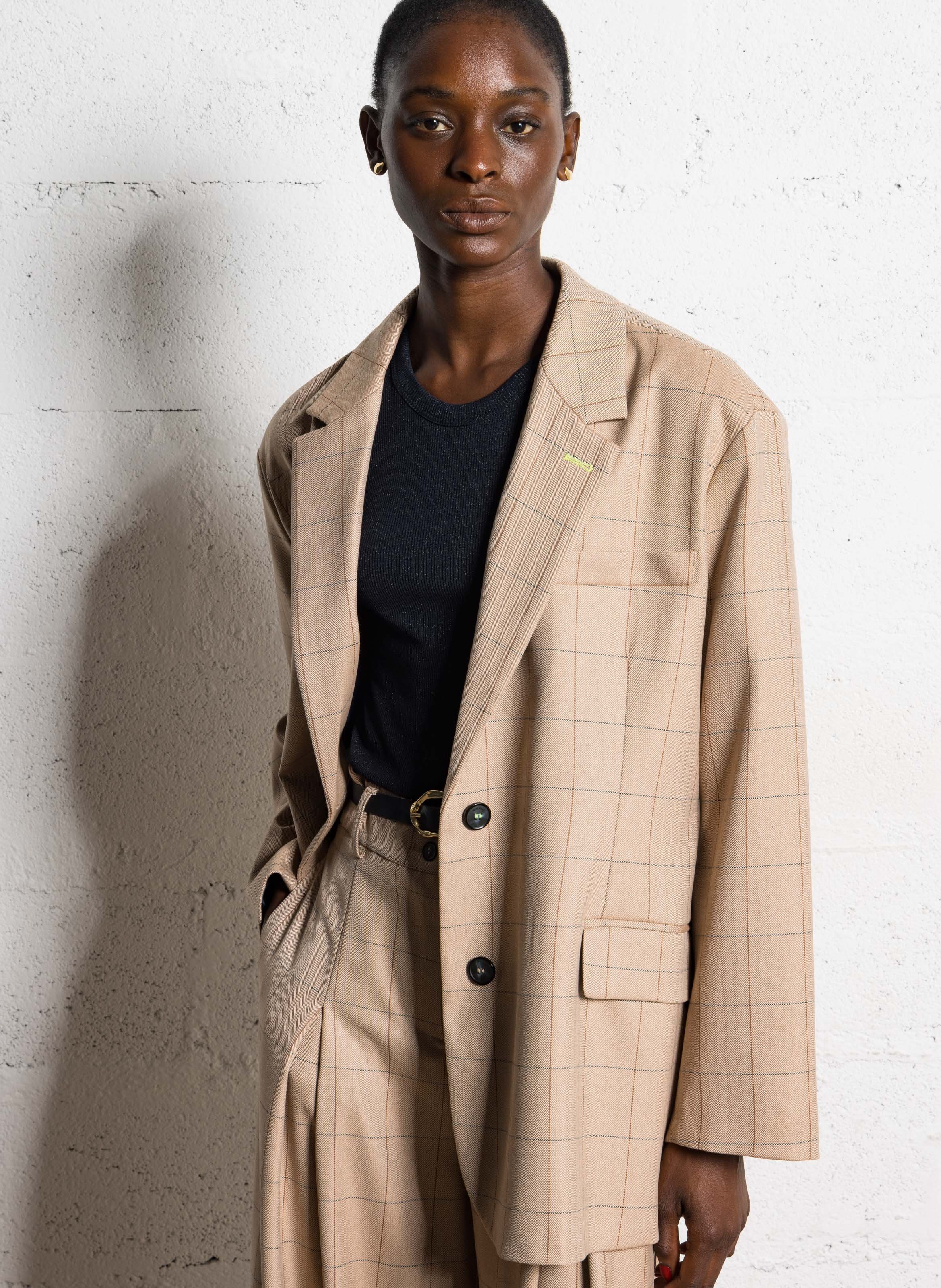 Veste oversize col tailleur à carreaux IMPERIAL Marron