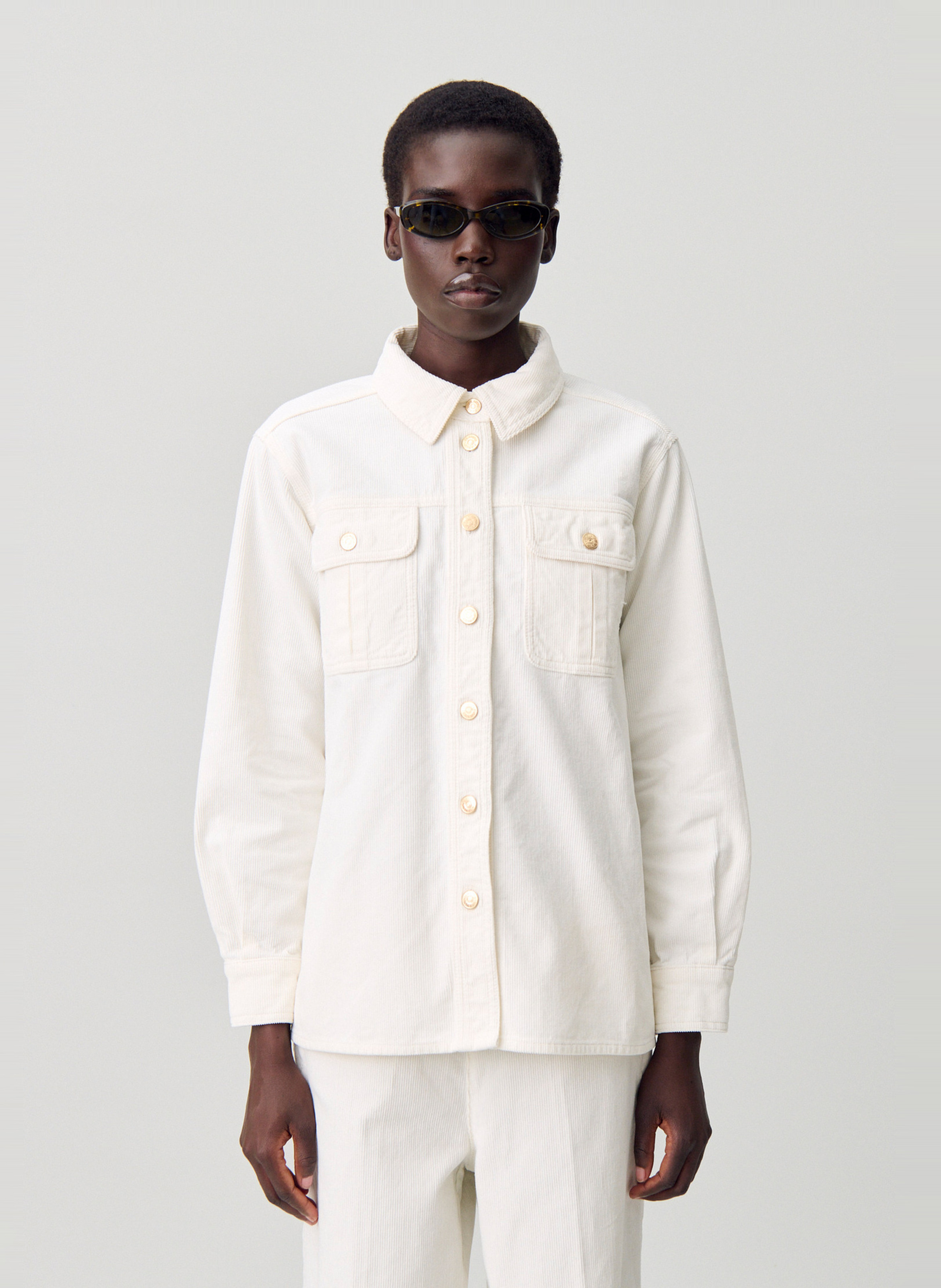 Oversized plain cotton shirt CLAUDIE PIERLOT Beige