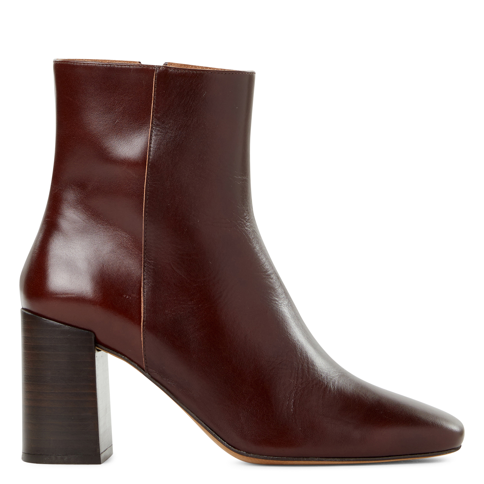 - 100% leather, - Round toes, - Inner zip fastening, - Heel height: 9 cm. SAISON 1865 Brown