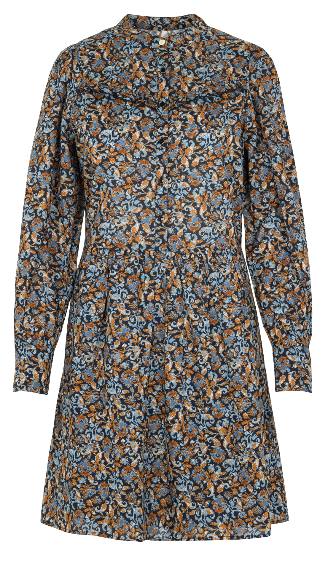 Short printed dress with round neckline I CODE Blue