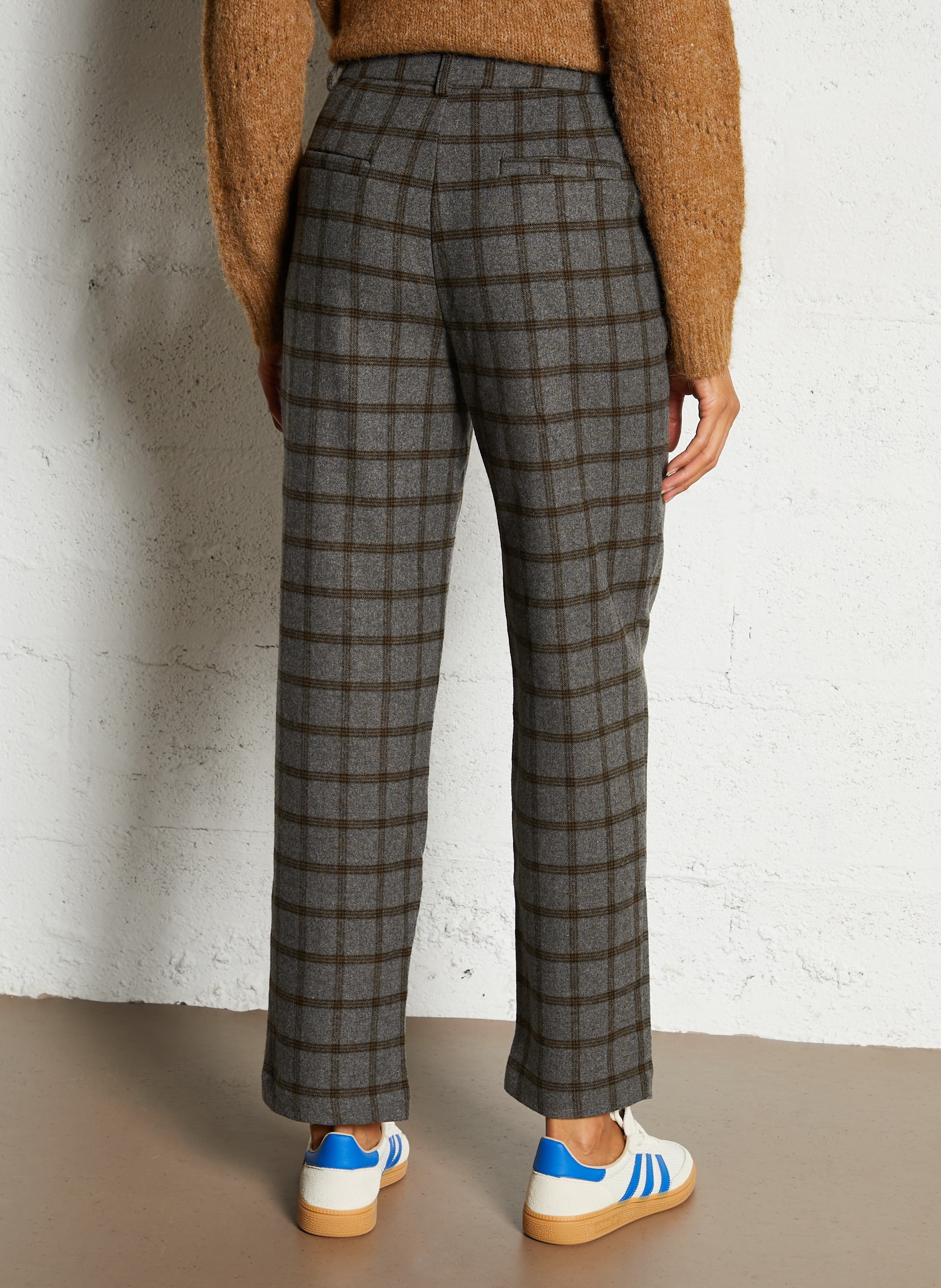 Pantalon droit à carreaux SEE U SOON Argent