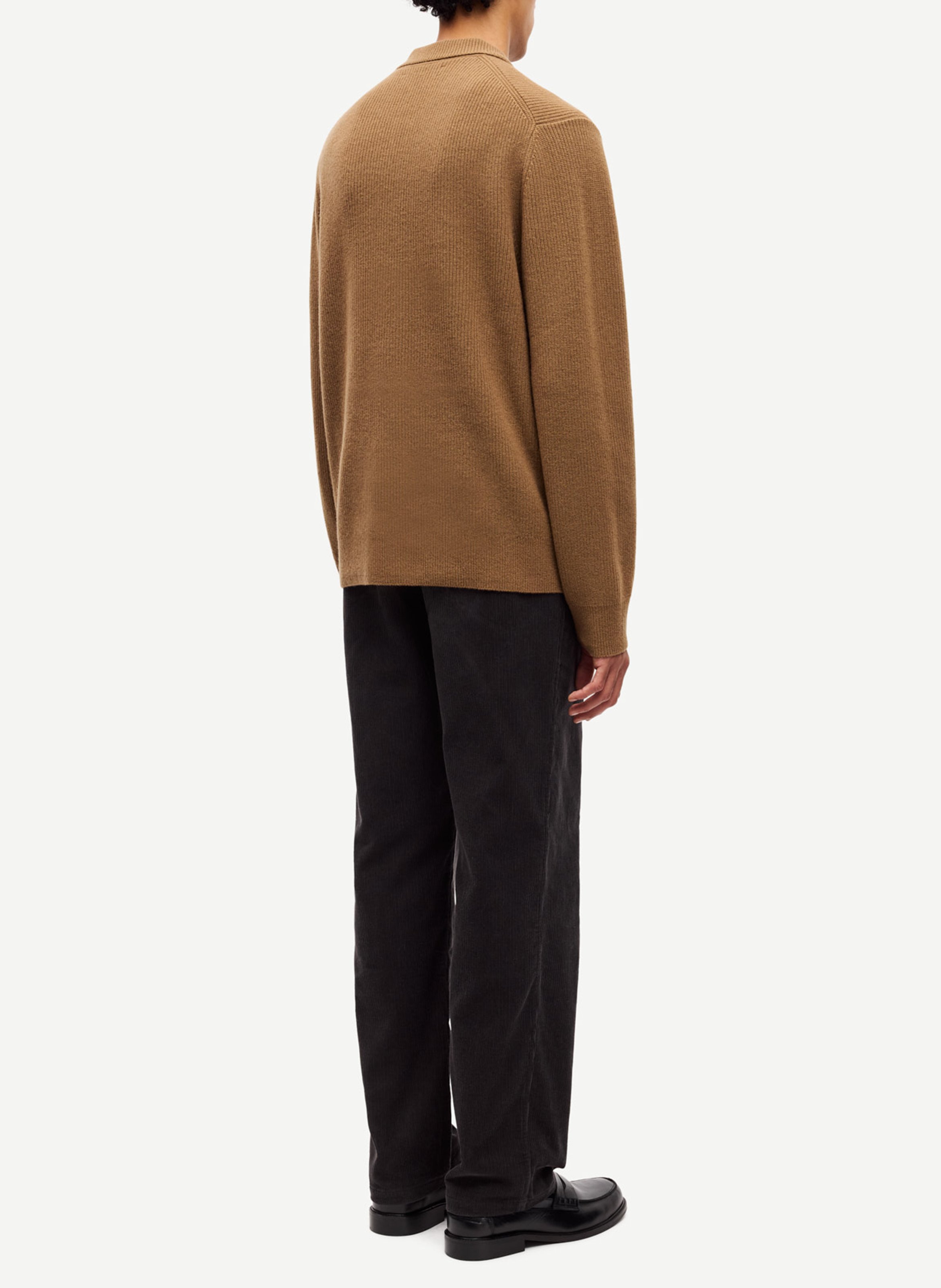 Pull polo en laine mérinos  SAMSOE SAMSOE Marron