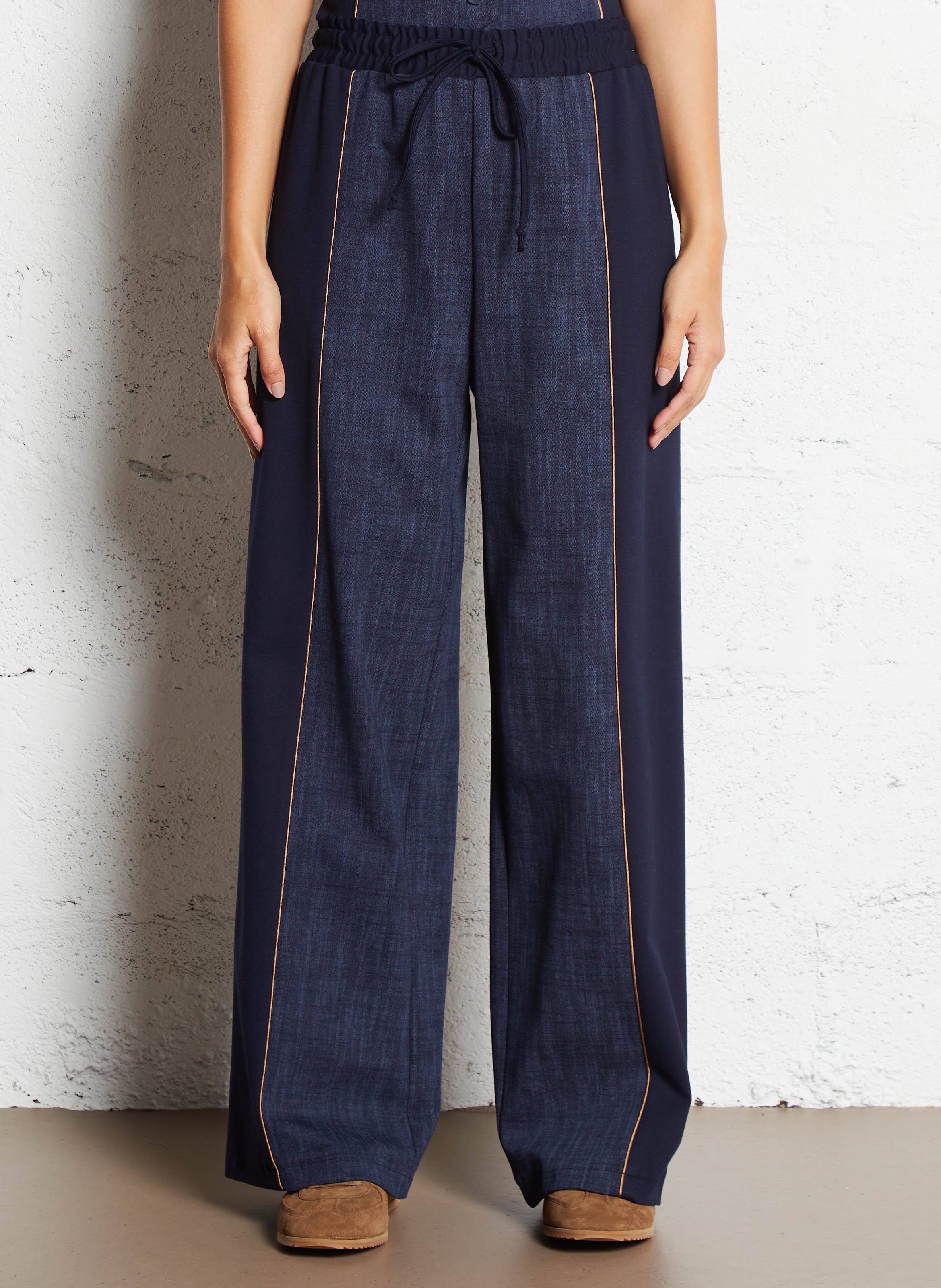 Pantalon fluide taille élastiquée bicolore IMPERIAL Bleu