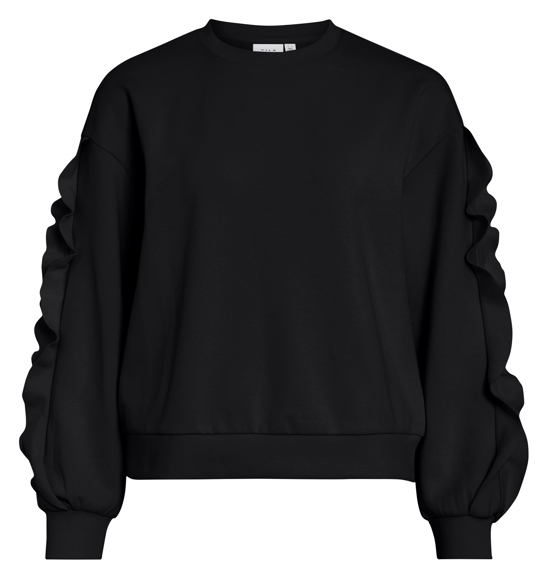 Oversized round neck sweatshirt in blended recycled fibers VILA Black