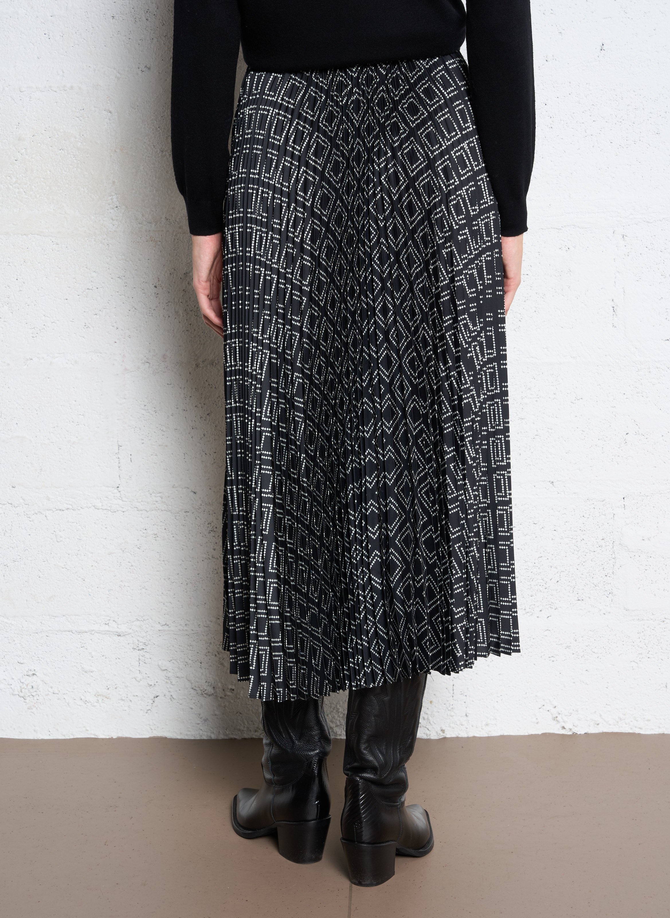 Jupe midi plissée imprimée PETITE MENDIGOTE Black