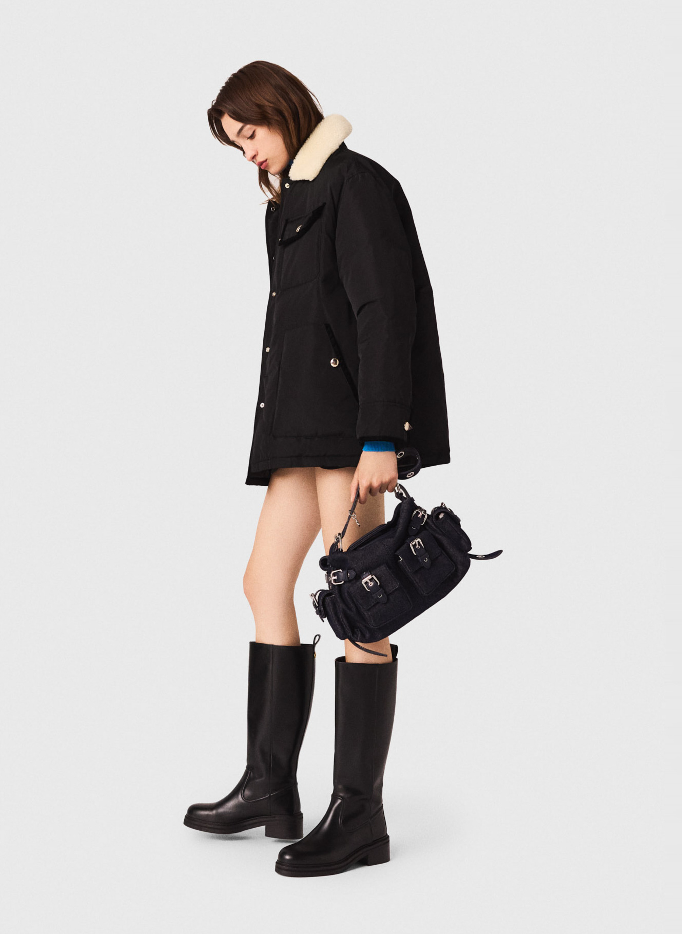 Veste droite col classique MAJE Noir