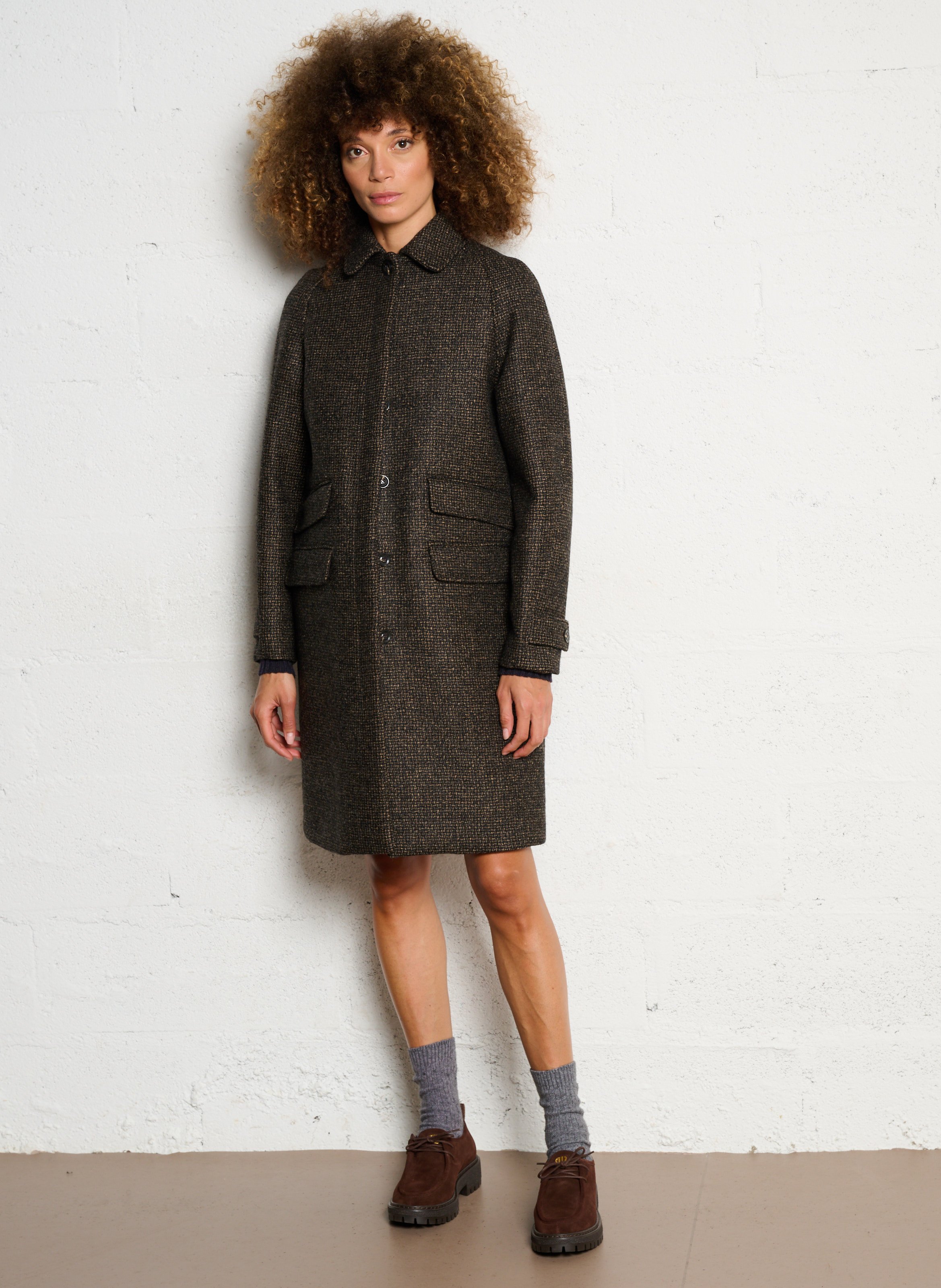 Classic-collar wool-mix coat SOEUR Brown