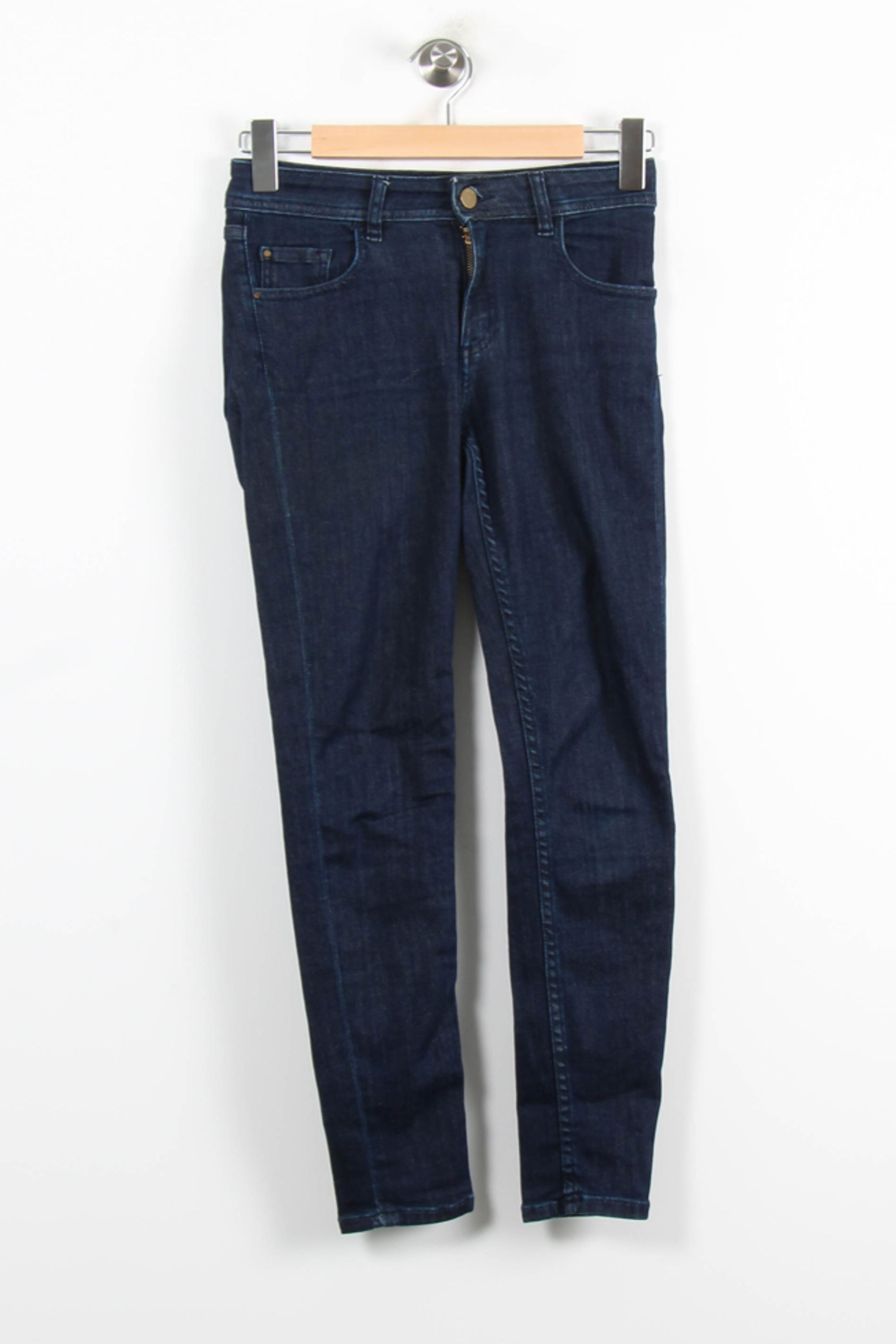 Cropped slim jeans with studs Blue