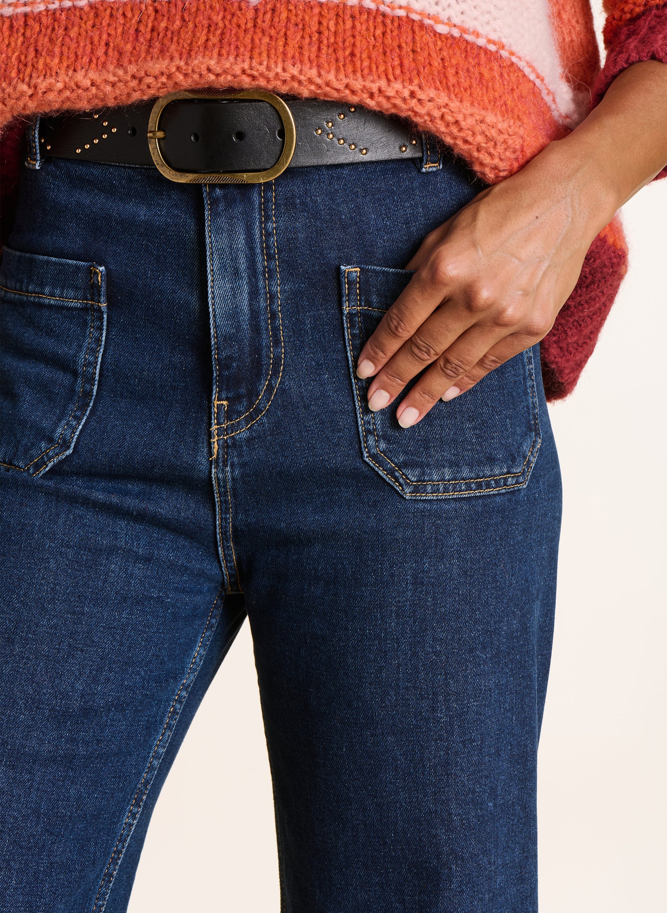 High-waisted straight organic cotton-blend jeans LA FEE MARABOUTEE Blue