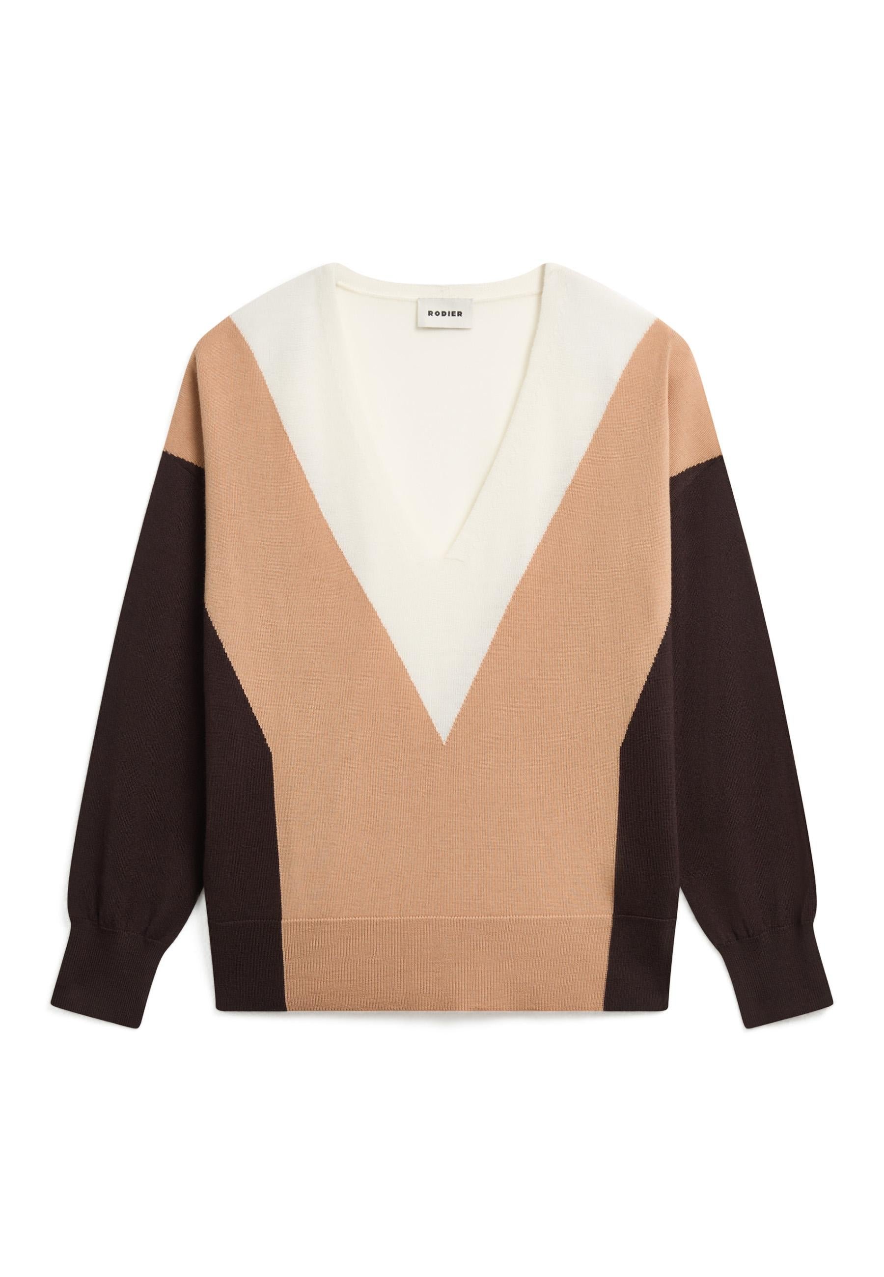 Intarsia merino wool sweater RODIER Brown