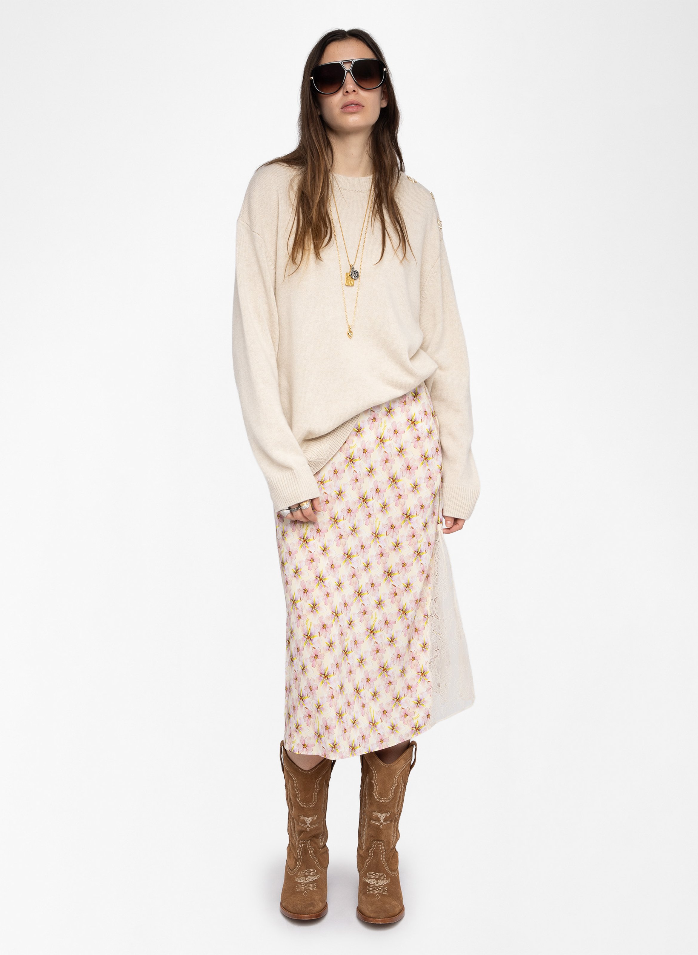 Flowing printed midi skirt ZADIG&VOLTAIRE Yellow