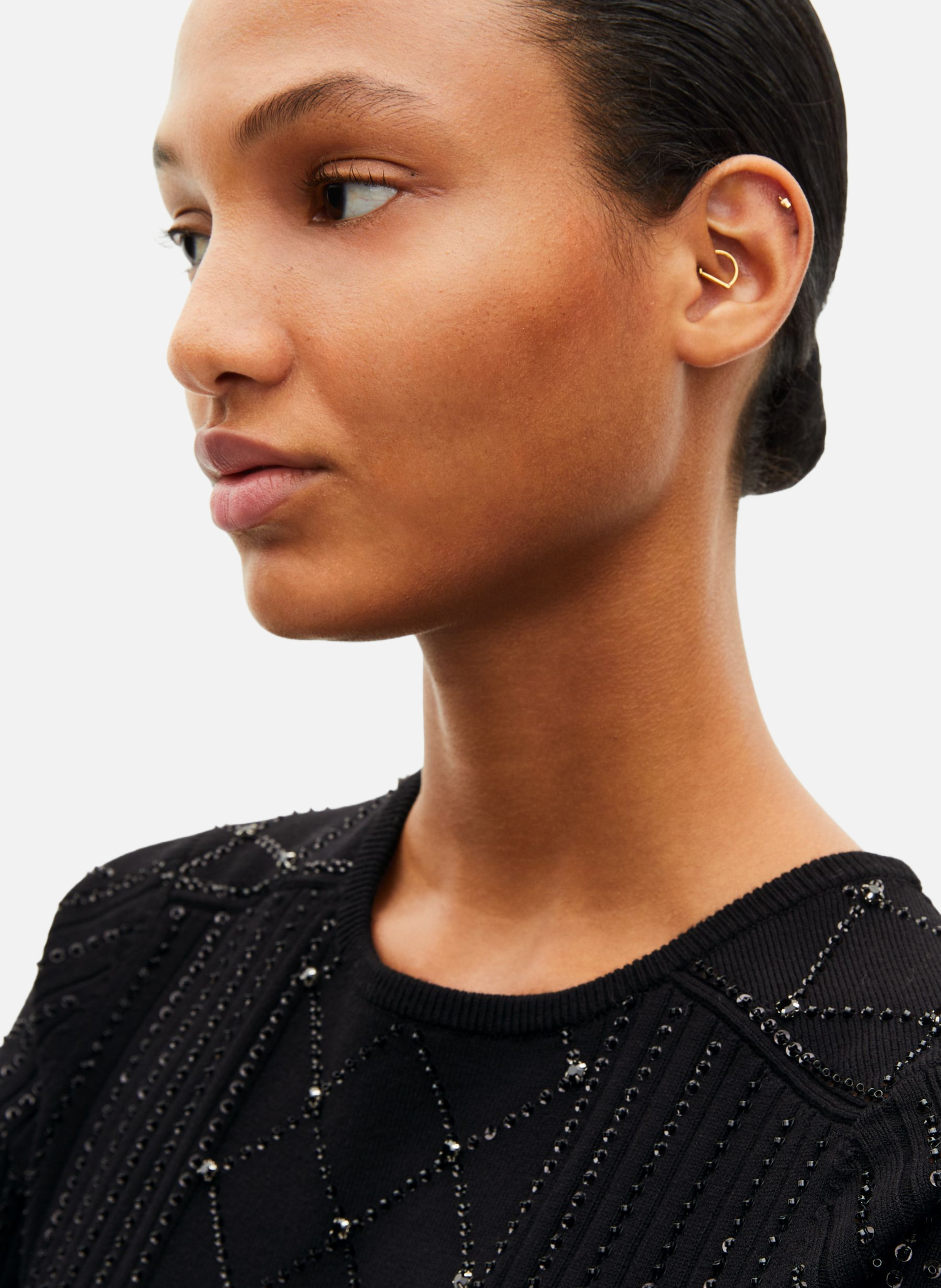 Sweater with rhinestones and pearls THE KOOPLES Black