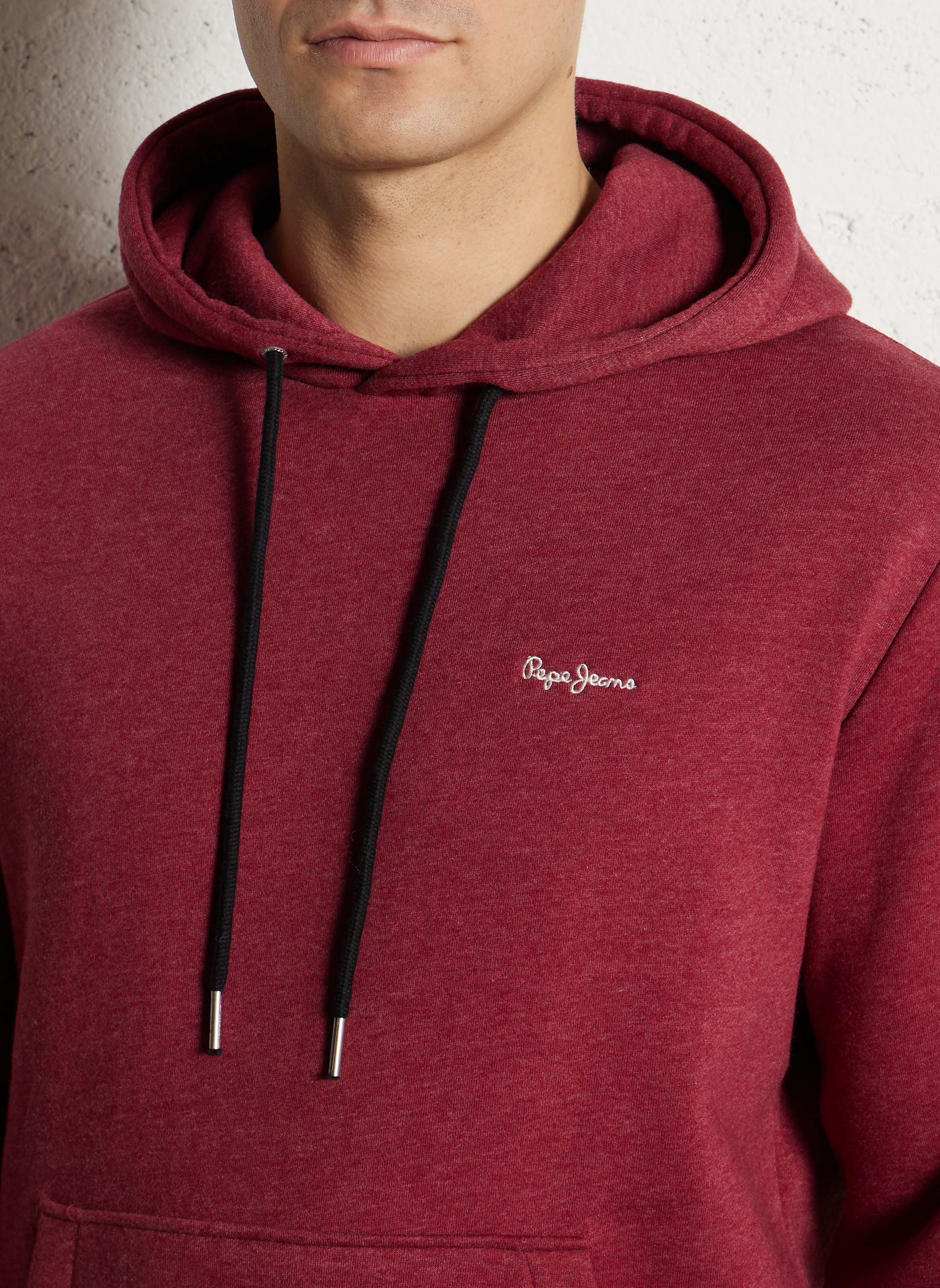 Sweat droit à capuche brodé en coton mélangé PEPE JEANS Rouge
