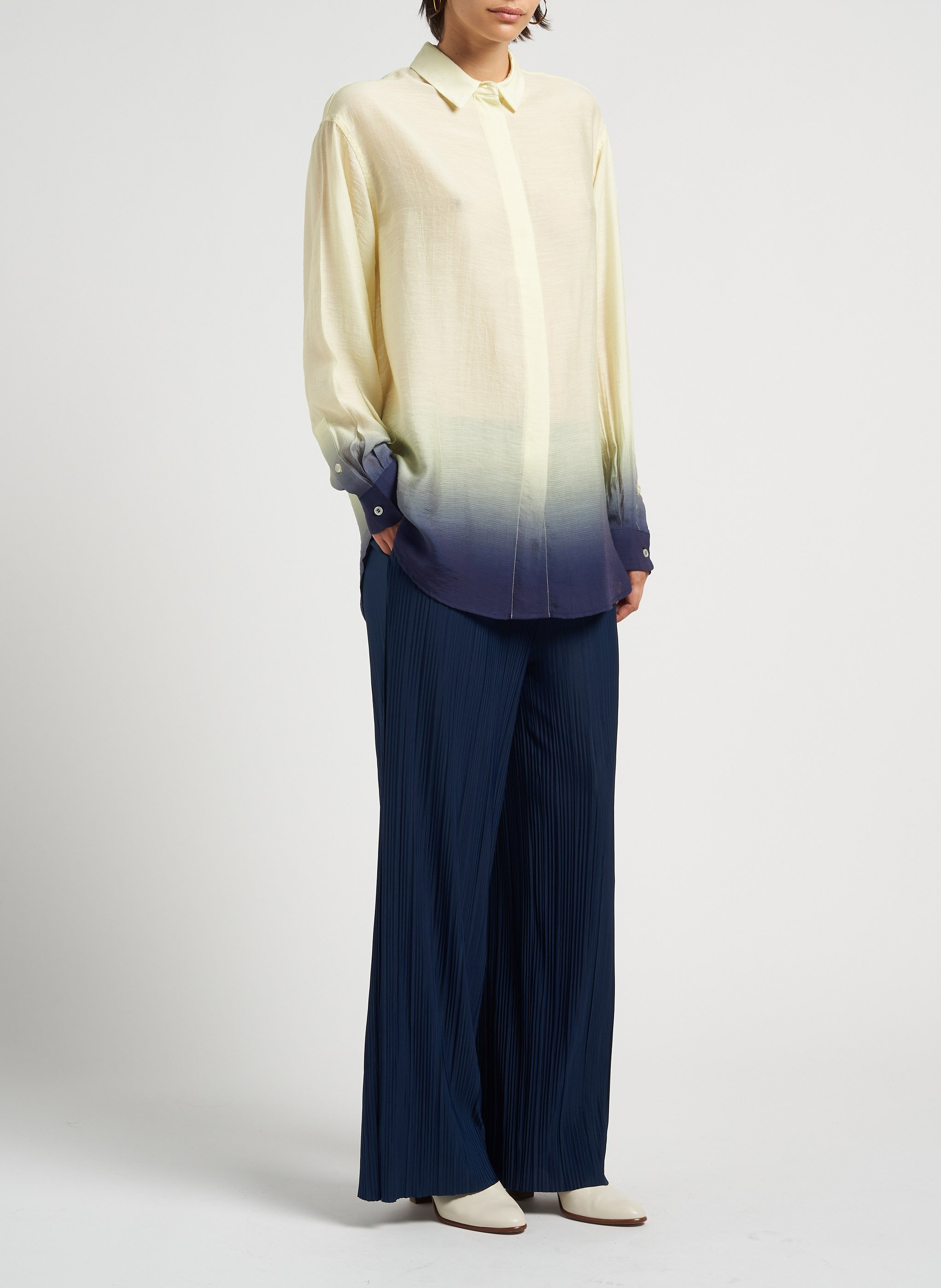 Oversized printed shirt with classic collar SAMSOE SAMSOE Yellow